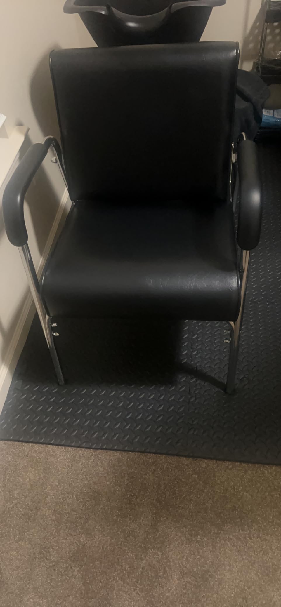 Buy-Rite Kate Auto Reclining Shampoo Chair Black Vinyl Chrome Arms customer photo 2