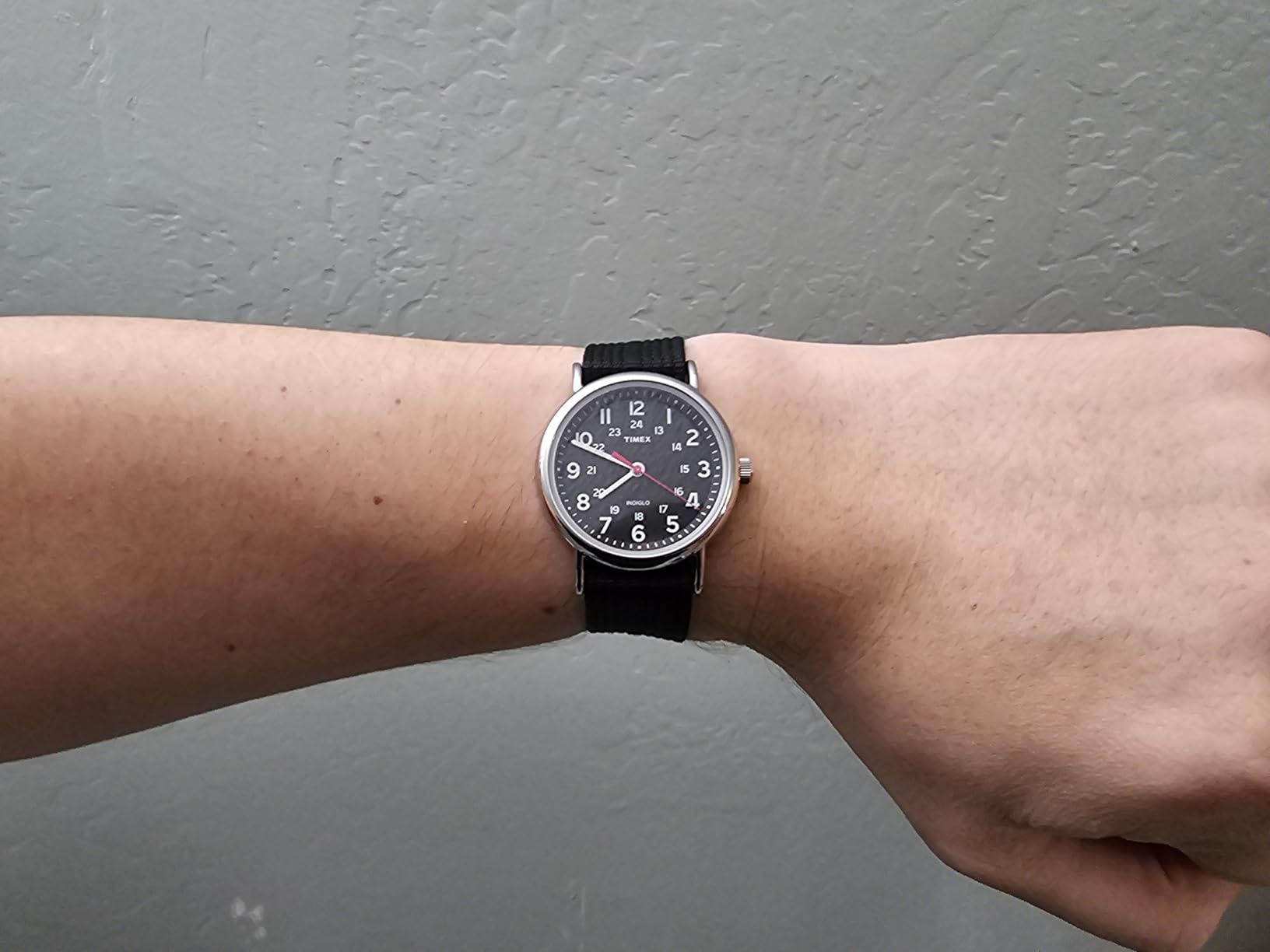 Timex Weekender 38mm Unisex Analog Watch | INDIGLO Backlight | Adjustable Durable Nylon Fabric Slip Through Strap | 24 Hour Time customer photo 2