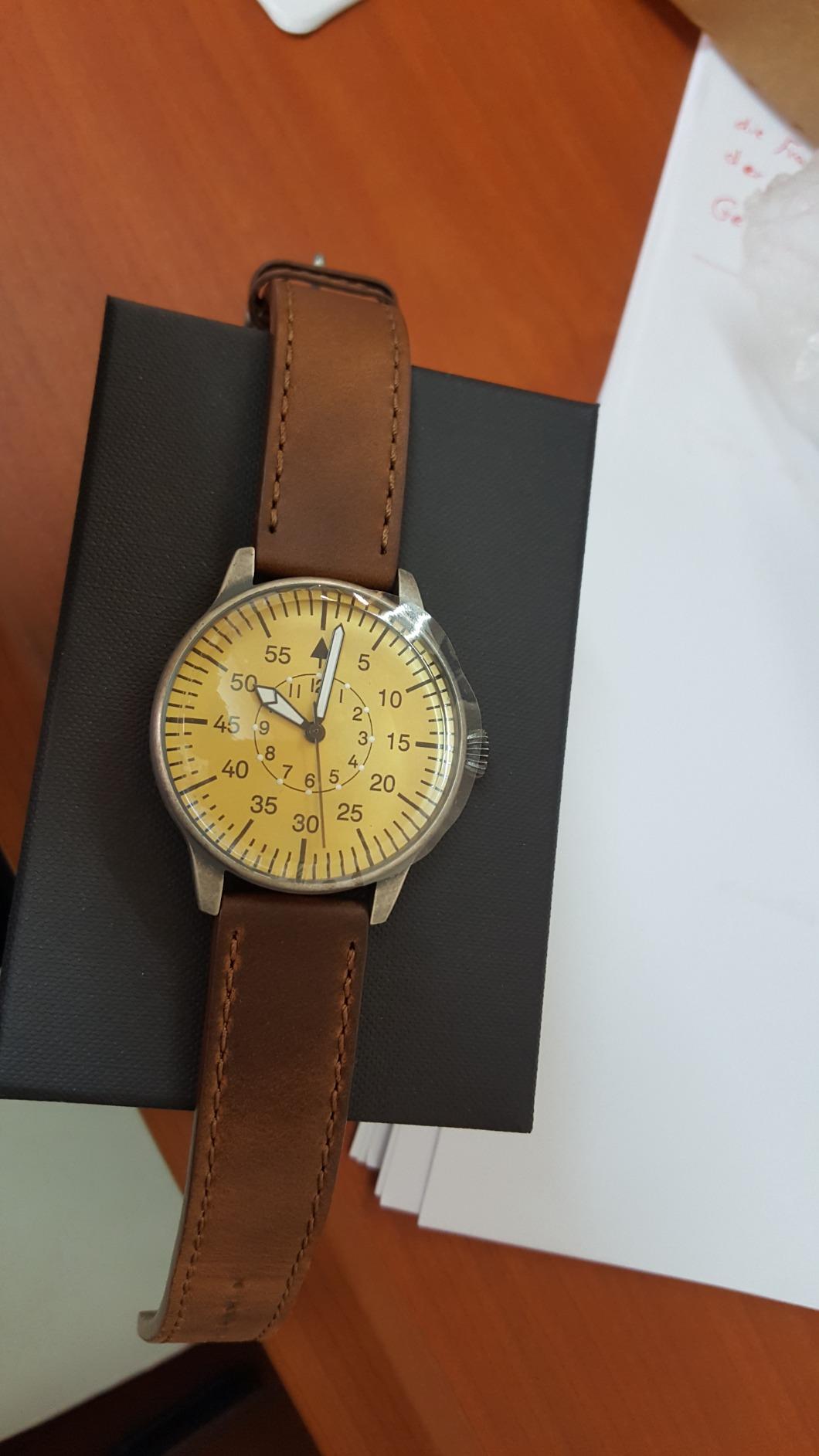 Mil-Tec Luftwaffe Me109 Aviator Vintage German WW2 Flieger Pilot Mens Watch - Military Easy to Read Calfskin Brown Leather Strap 3 Atm Analog Quartz customer photo 2