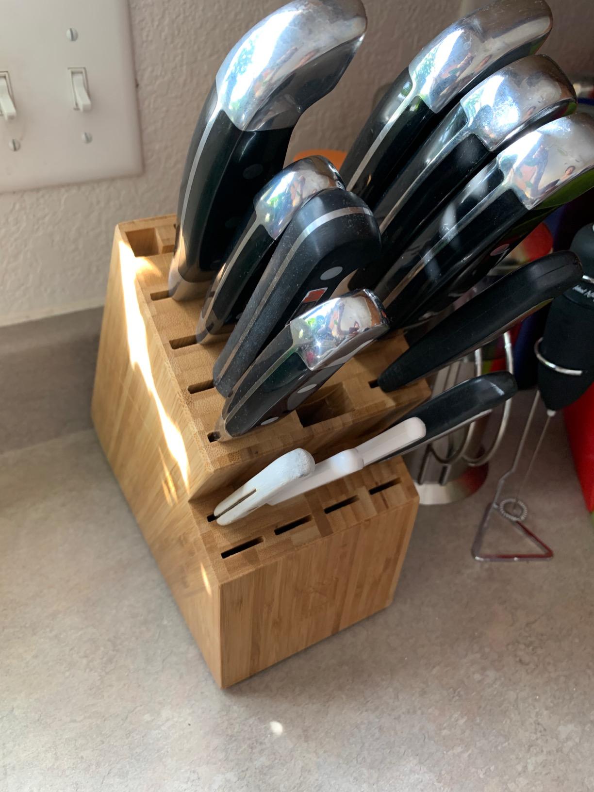 Cook N Home Bamboo Knife Block 20-Slot Universal Knife Holder Countertop customer photo 1