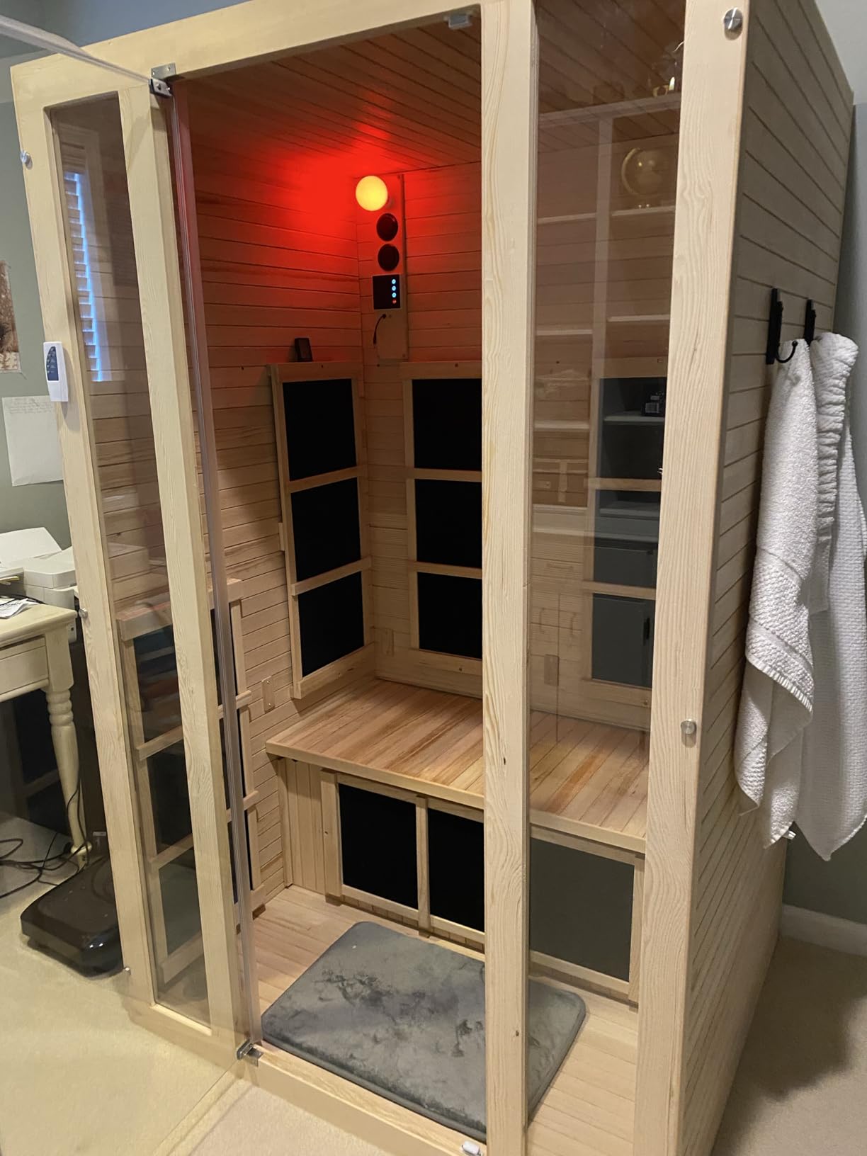 JNH Lifestyles Joyous 2 Person Low EMF 7 Carbon Heating Panel Far Infrared Sauna in Canadian Hemlock Wood with Bluetooth, MP3 Aux Connection customer photo 1