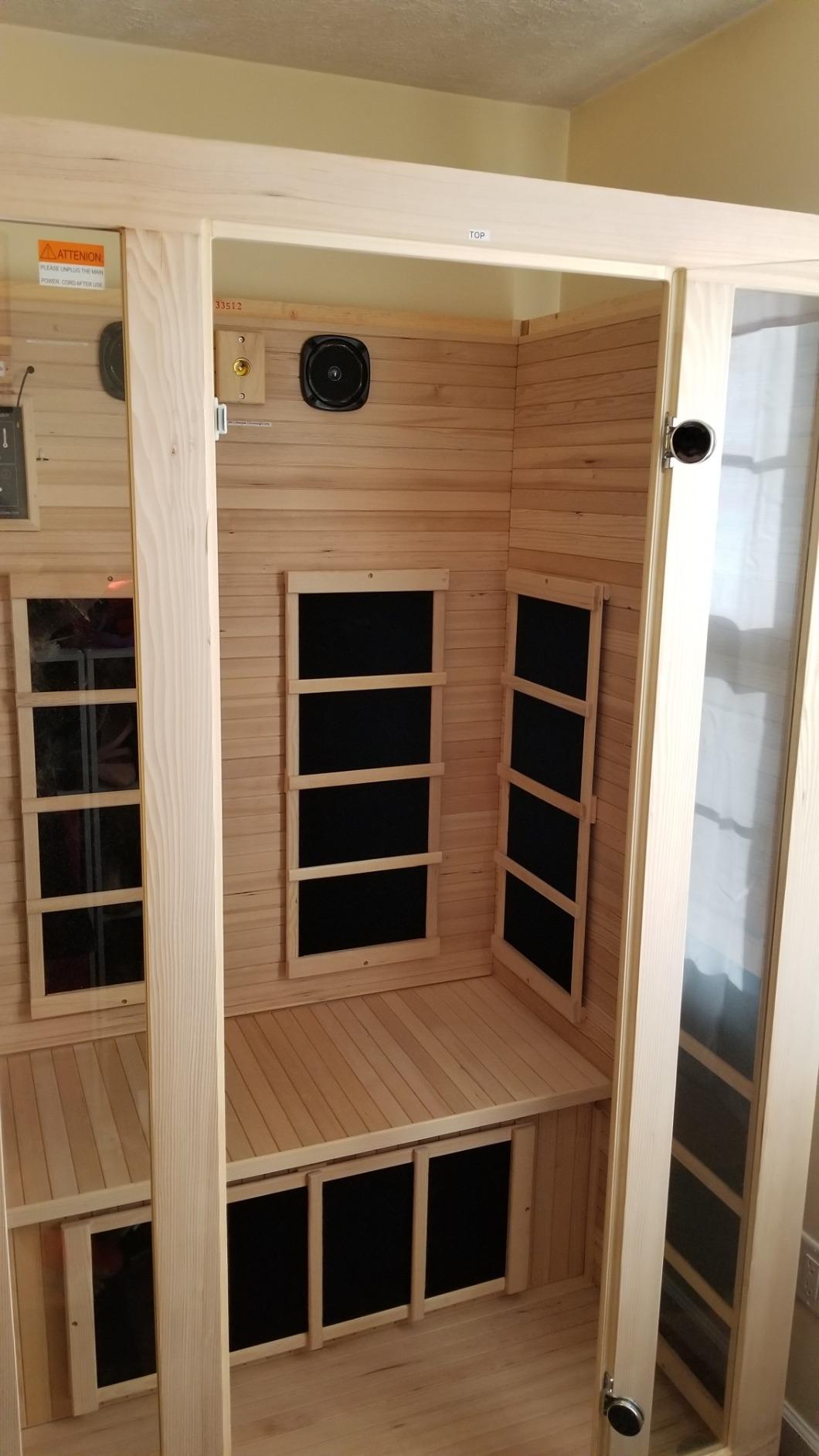 JNH Lifestyles Joyous 2 Person Low EMF 7 Carbon Heating Panel Far Infrared Sauna in Canadian Hemlock Wood with Bluetooth, MP3 Aux Connection customer photo 2