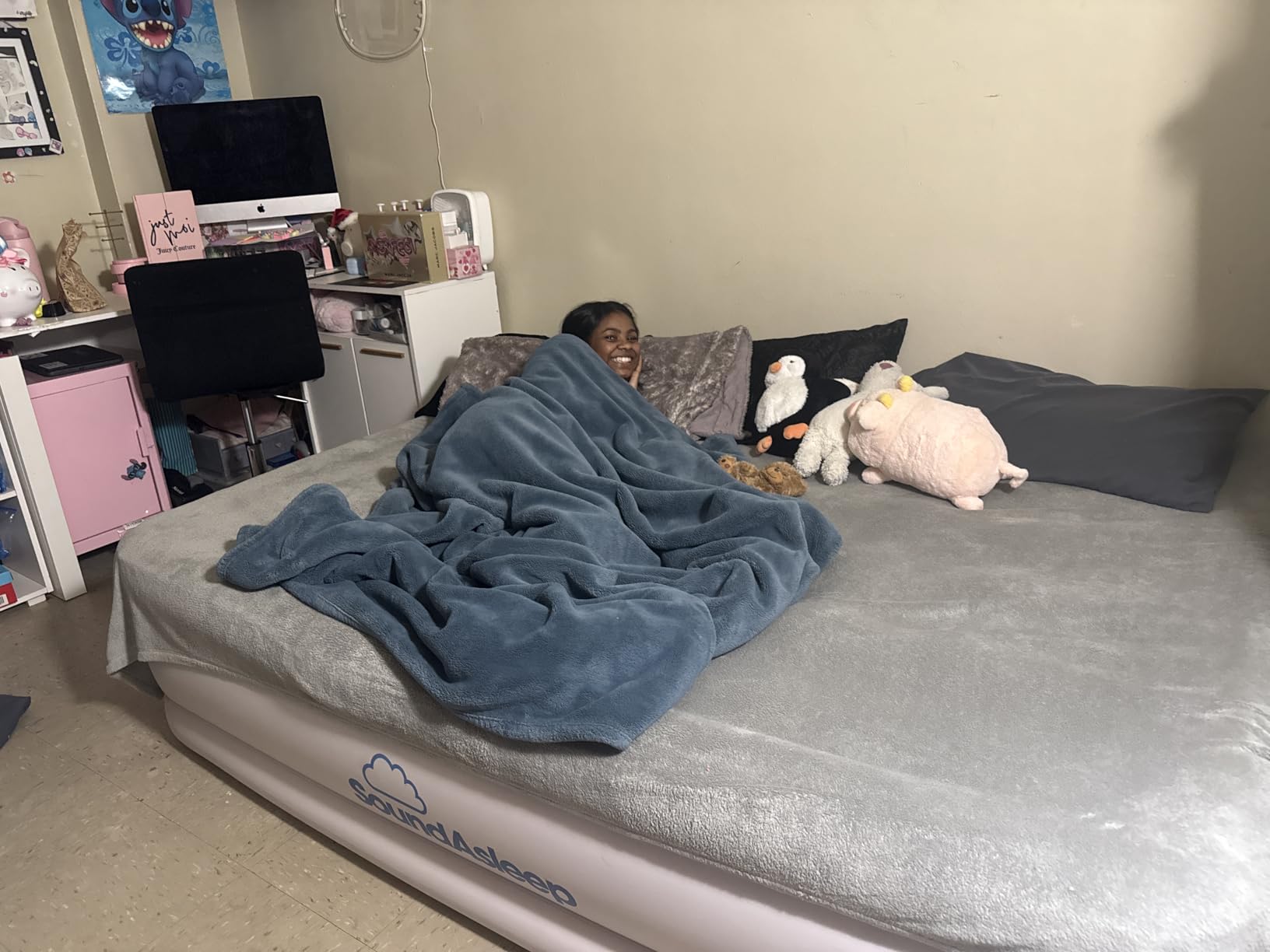 SoundAsleep Dream Series Raised Queen Air Mattress, Built-in Pump, Blue customer photo 2