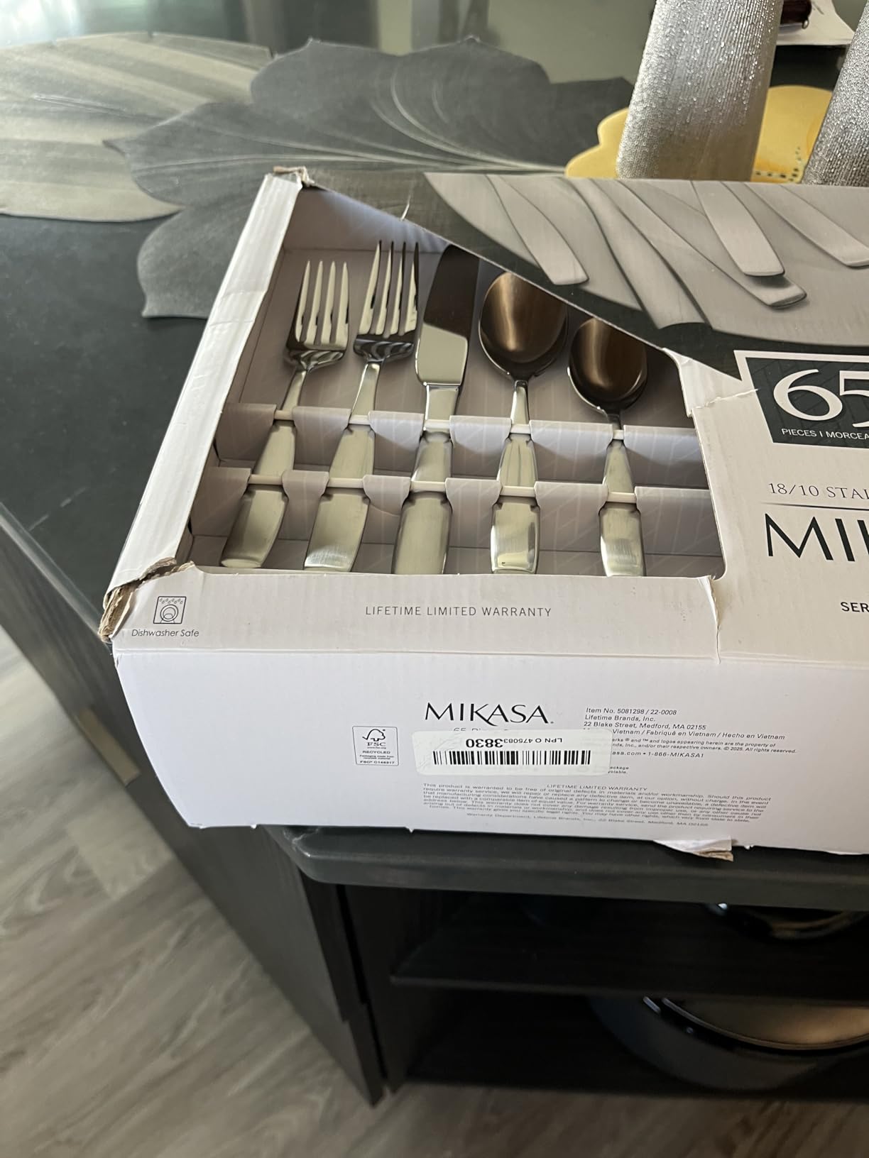Mikasa Satin Loft 65-Piece Flatware Set, Service for 12, 18/10 Stainless Steel Silverware with Satin Finish, Includes Serving Utensils, Dishwasher Safe customer photo 1