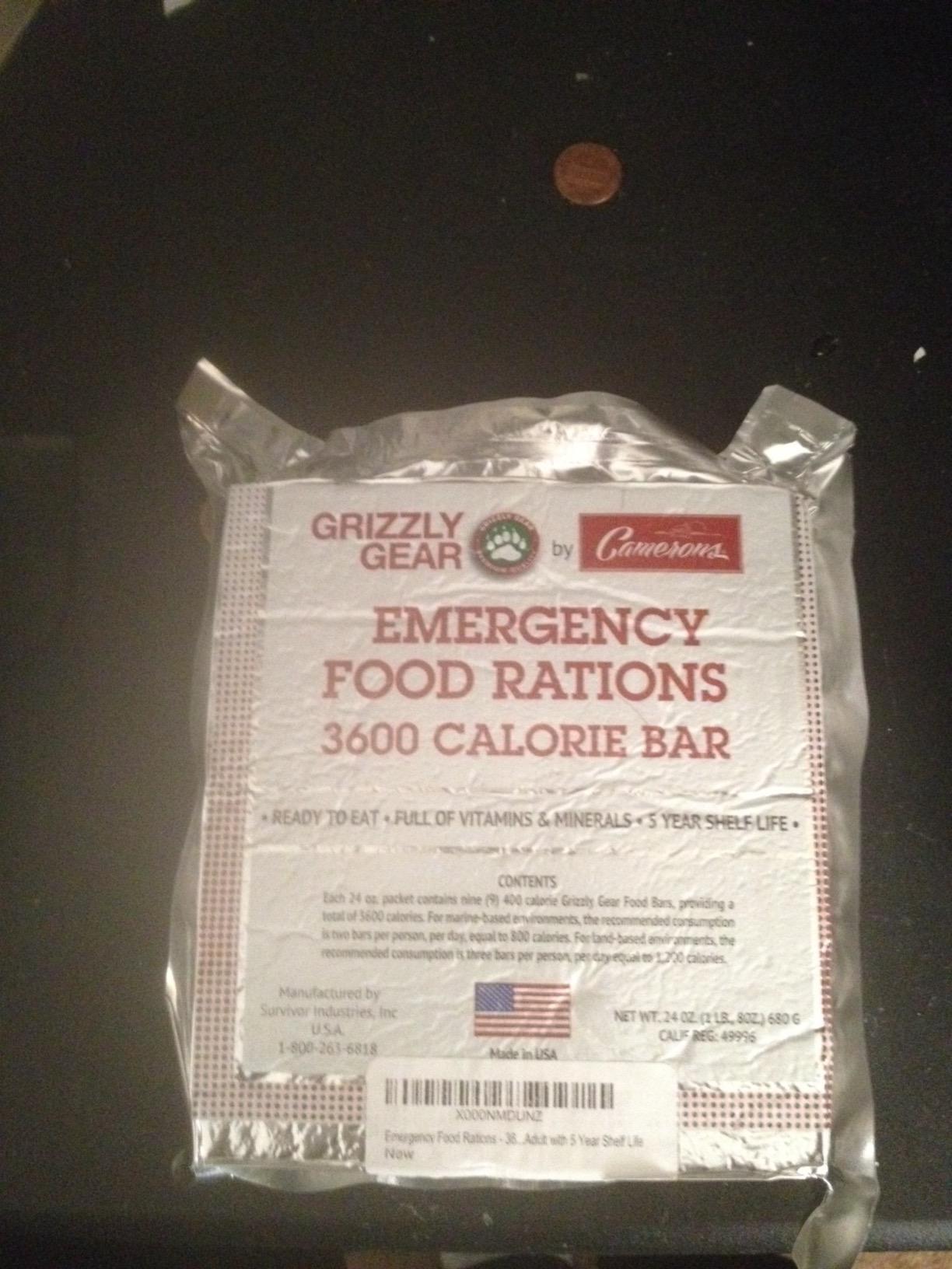 Grizzly Gear Emergency Food Rations- 3600 Calorie Bar (Vanilla Poundcake) - 3 Day, 72 Hour Ready To Eat Supply For Disaster, Hurricane, Flood Preparedness - Non Thirst Provoking - 5 Year Shelf Life customer photo 1