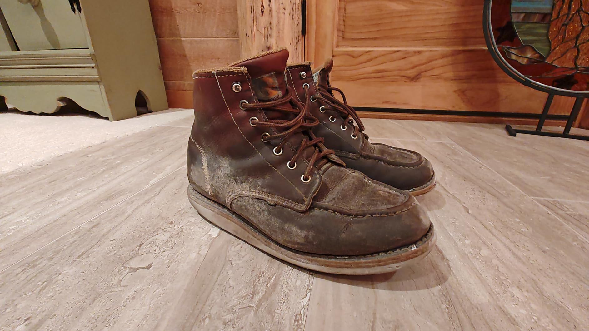Carhartt Men's 6” Moc Toe Waterproof Work Boots - Oil-Tanned Leather Boots with FastDry Lining, Dual-Density Rubber Wedge Traction Outsole, EH Rated customer photo 1
