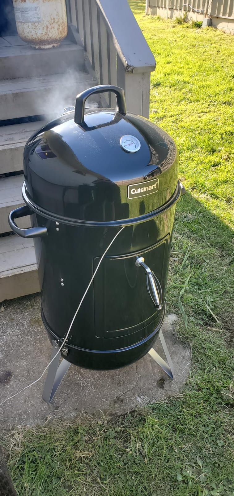 Cuisinart 18” Vertical Charcoal Smoker, Integrated Thermometer, Water Bowl and Dual Vents Perfect for Smoked Brisket, Chrome Plated Grates Smoker Grill for BBQ, Camping, Tailgates customer photo 2