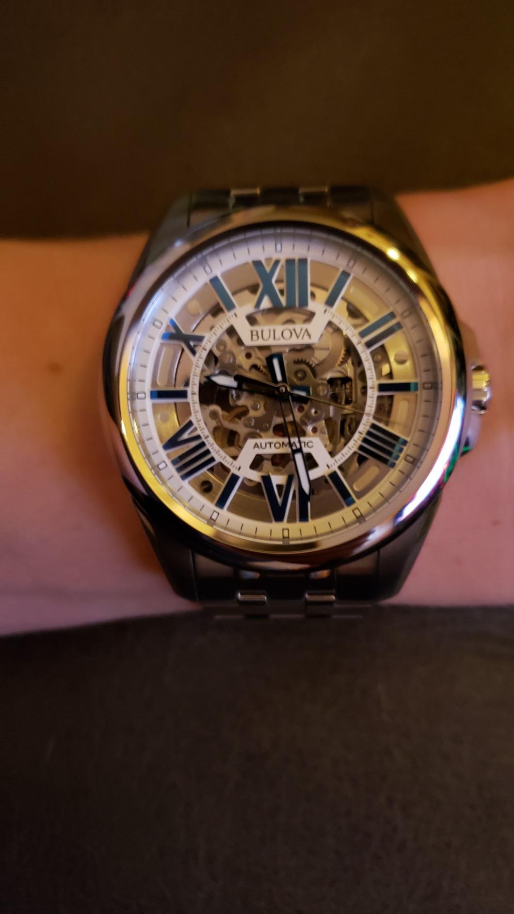 Bulova Men's Classic Sutton 3-Hand 21-Jewel Automatic Watch, 42 Hour Power Reserve, Skeleton Dial, Luminous Hands, 100M Water Resistant, 43mm customer photo 1