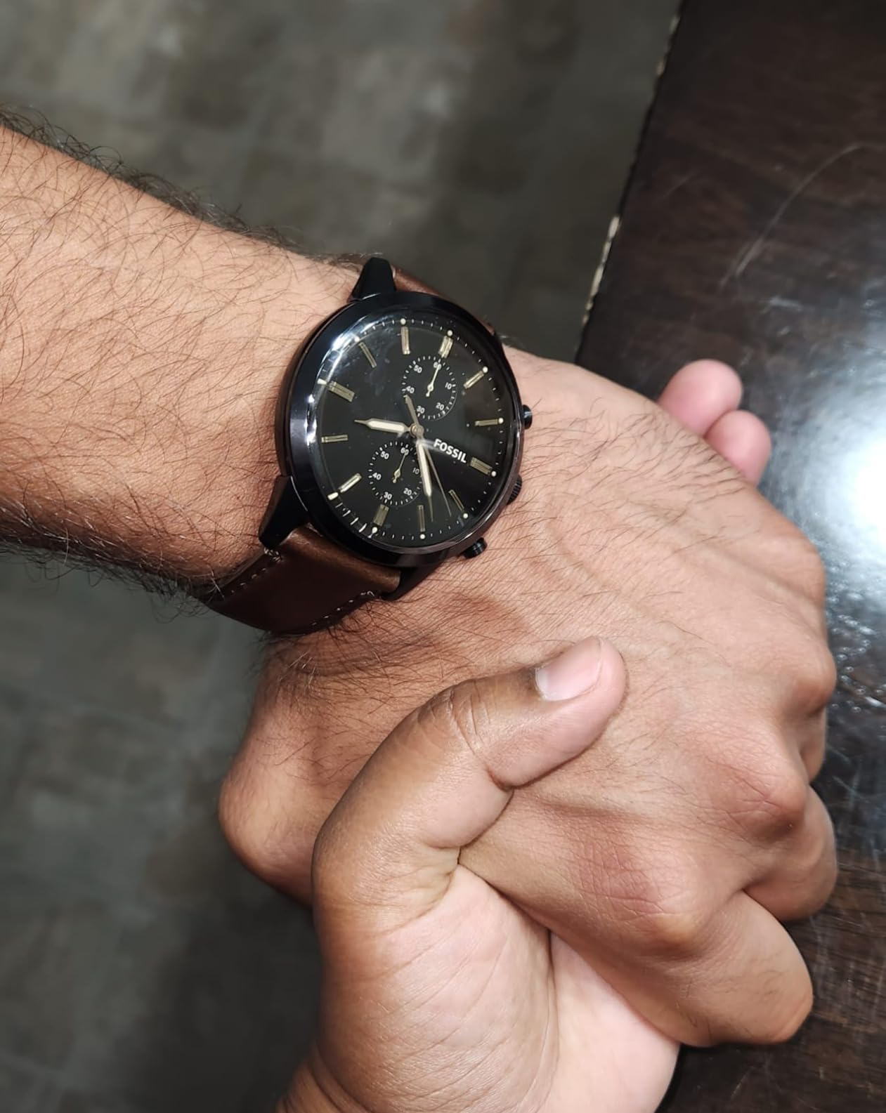 Fossil Men's Townsman Quartz Stainless Steel and Leather Chronograph Watch customer photo 1