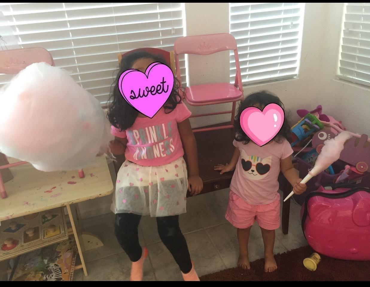 The Candery Cotton Candy Machine - Bright, Colorful Style- Makes Hard and Sugar Free Candy, Sugar Floss, Homemade Sweets for Birthday Parties - Includes 10 Cones & Scooper customer photo 1