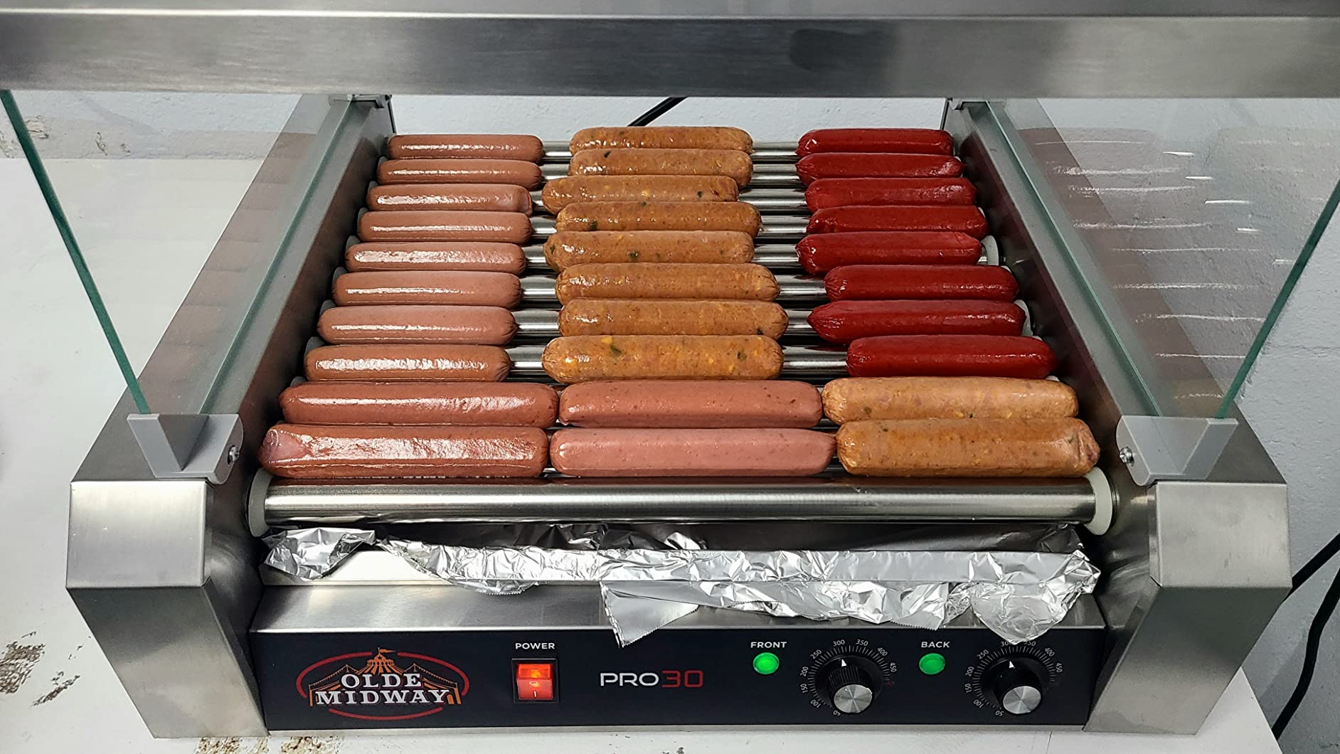 Olde Midway Electric 30 Hot Dog 11 Roller Grill Cooker Machine with Cover 1400-Watt - Commercial Grade customer photo 2
