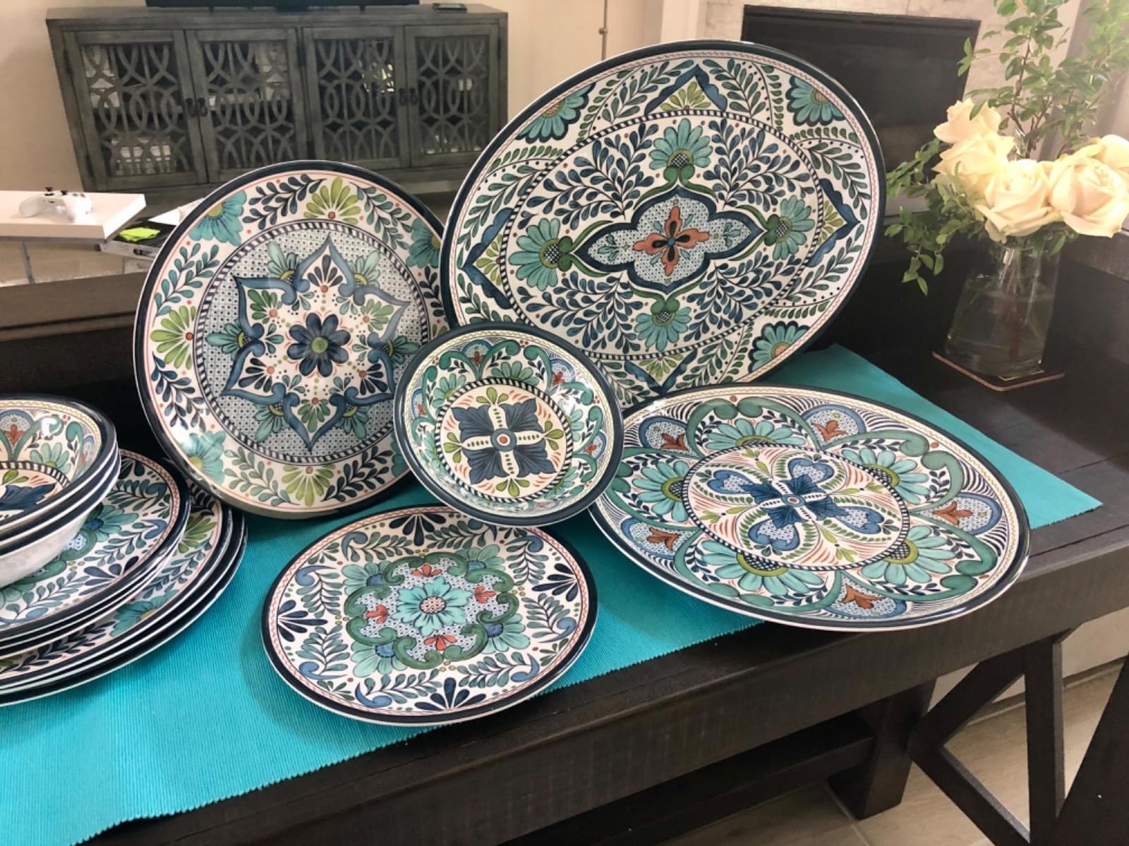 Talavera Melamine 12-Piece Dinnerware Set – Multicolored Plates and Bowls for 4, Spanish Tile-Inspired, Durable, Lightweight, Shatterproof, Dishwasher Safe, Indoor Outdoor Tableware customer photo 1