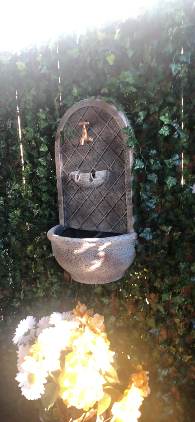 Sunnydaze Messina 26 in. Outdoor Wall Water Fountain with Pump - Florentine customer photo 1