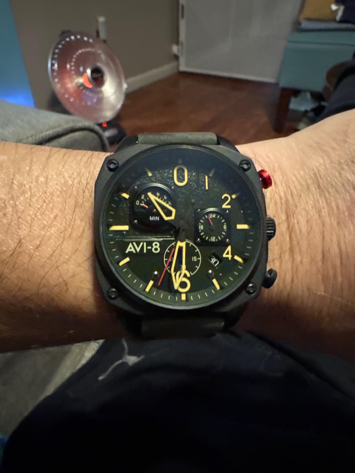 AVI-8 Hawker Hunter Men's Pilot Watch – Retrograde Chronograph, Japanese Quartz Movement, 45mm Stainless Steel Case, Leather, Rubber or Stainless Steel Strap, AV-4052 customer photo 2