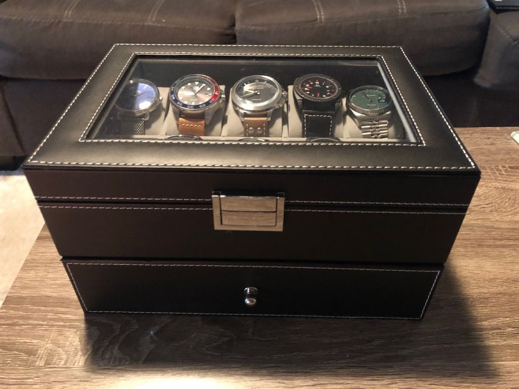 BEWISHOME Watch Case, 20-Slot Watch Box Organizer with Large Glass Lid customer photo 2