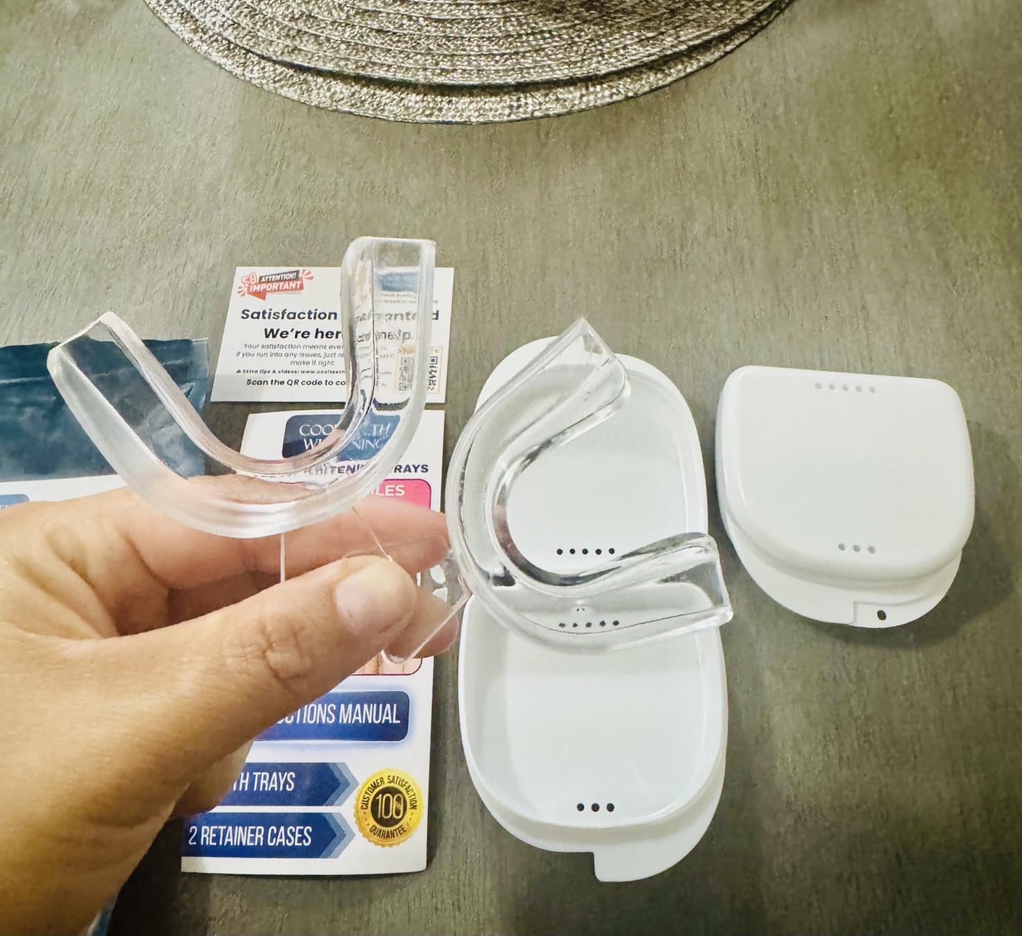 Teeth Whitening Trays for Gel 4 Pc Moldable Flexible Guards with 2 Cases customer photo 2