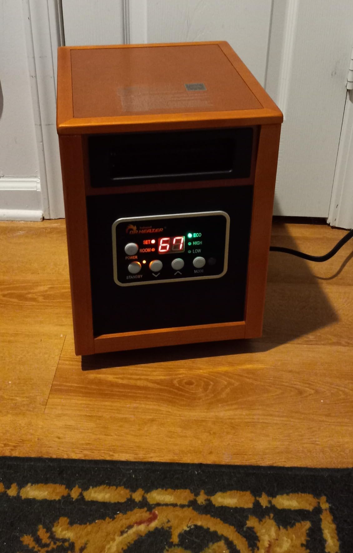 DR. INFRARED HEATER DR-998, 1500W Dual Heating Infrared Space Heater with Humidifier, Oscillation, Remote Control, Thermostat & Safety Protection, Portable with Wheels, Energy Efficient, Walnut customer photo 2