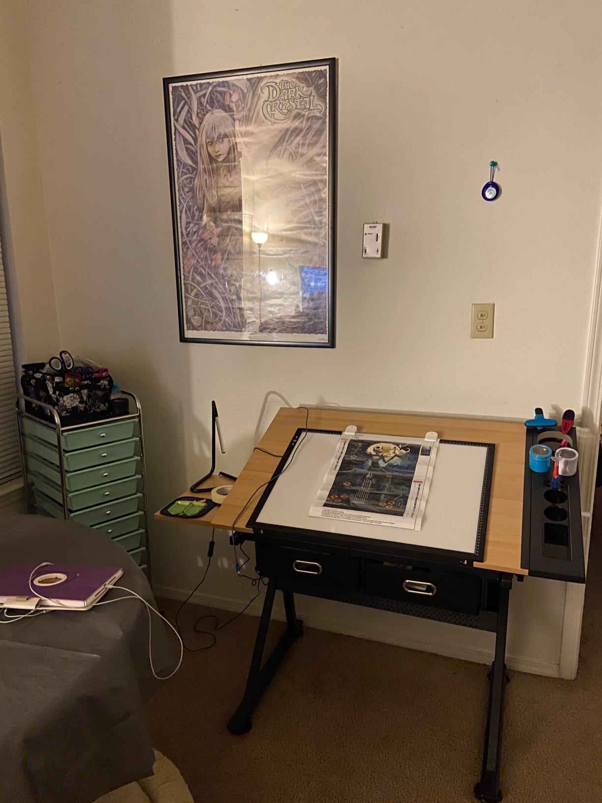 ZENY Drafting Table Art Desk Drawing Table Height Adjustable Artist Table with Tilted Tabletop, Drafting Stool and Storage Drawer for Reading, Writing, Crafting, Painting Art customer photo 1