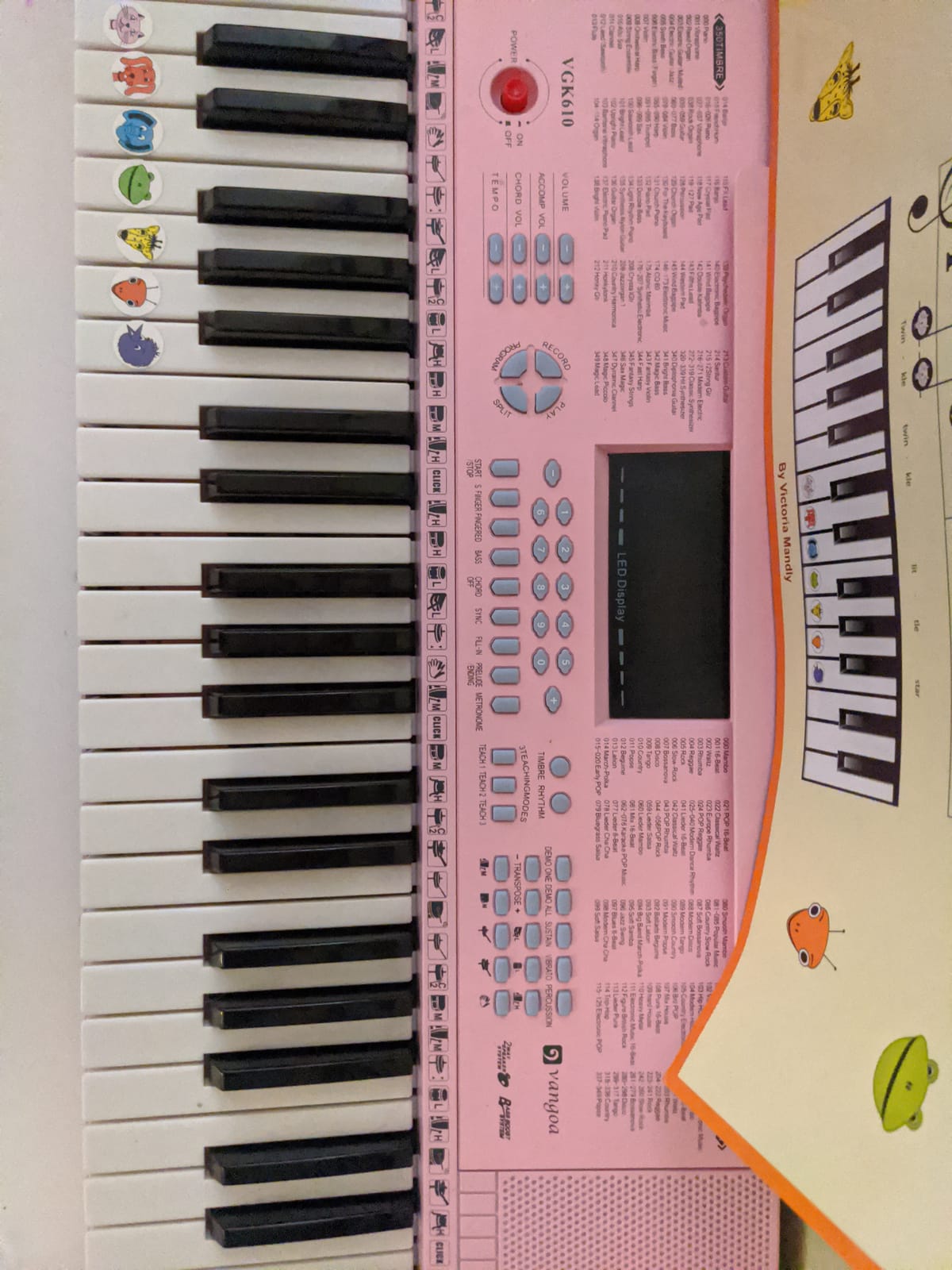 Vangoa VGK611 Electric Keyboard for Beginner, 61 Keys Portable Music Keyboard With Mini Lighted Keys, Electronic Piano for Kids, Boy, Girl, White customer photo 1