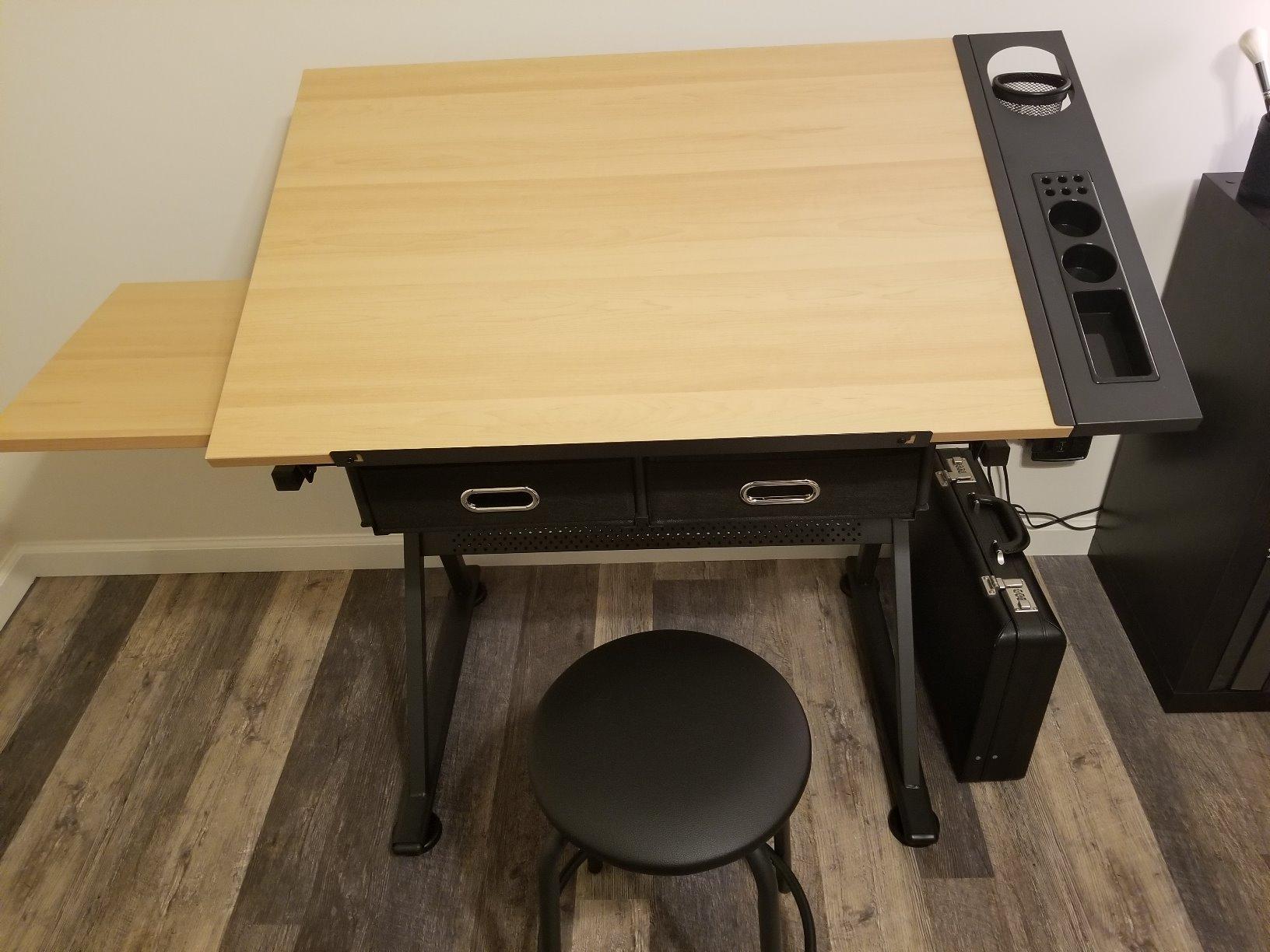 NOVA MICRODERMABRASION Adjustable Height Drafting Desk Drawing Table Tiltable Tabletop for Reading, Writing Art Craft w/Stool and Drawers customer photo 2