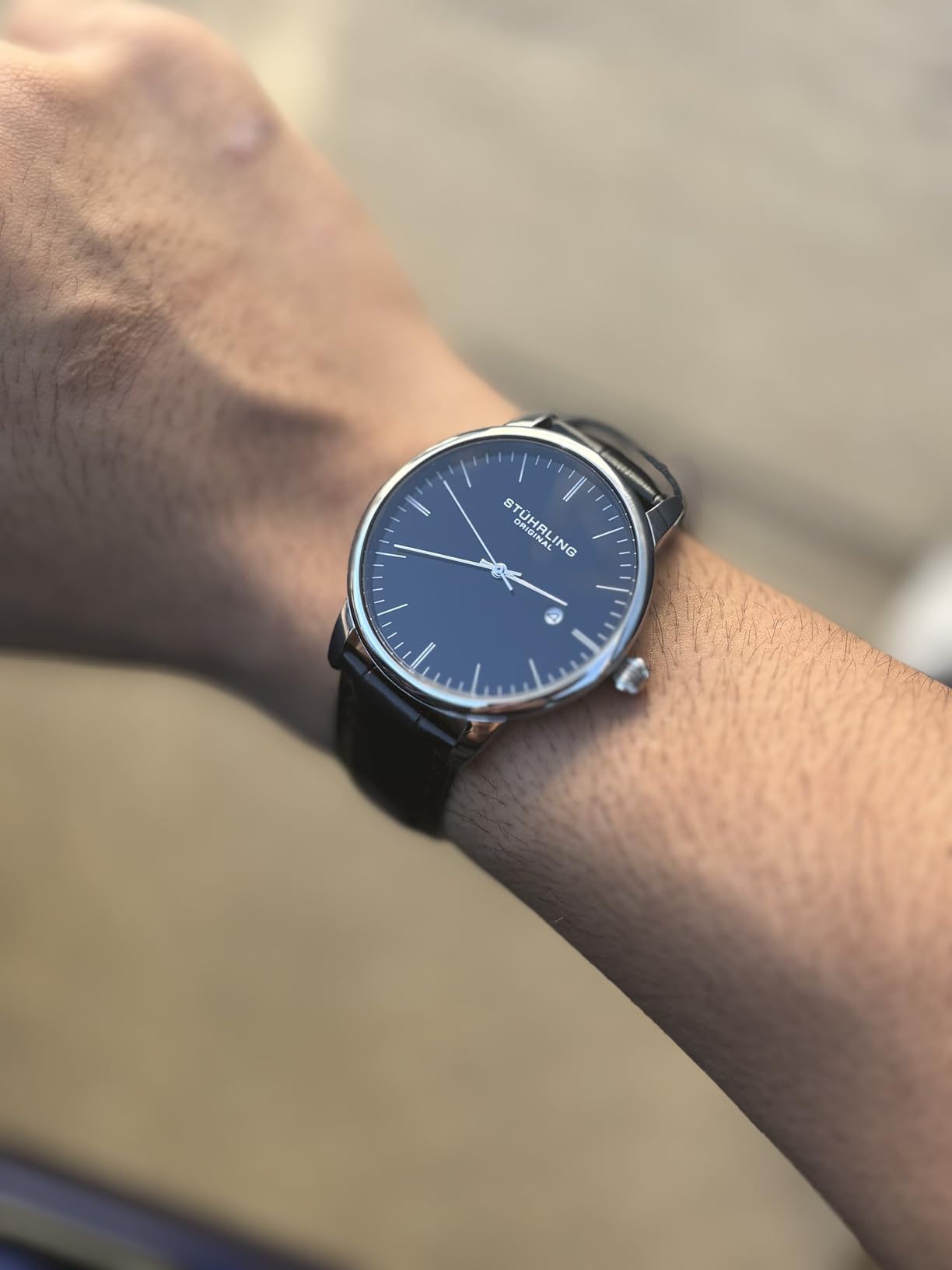 Stuhrling Original Men's Watch Dress Watch 40mm, Ultra Slim Mens Watch Leather Strap, Quartz Analog Men's Wrist Watch, Classic Minimalist Watch for Men customer photo 1