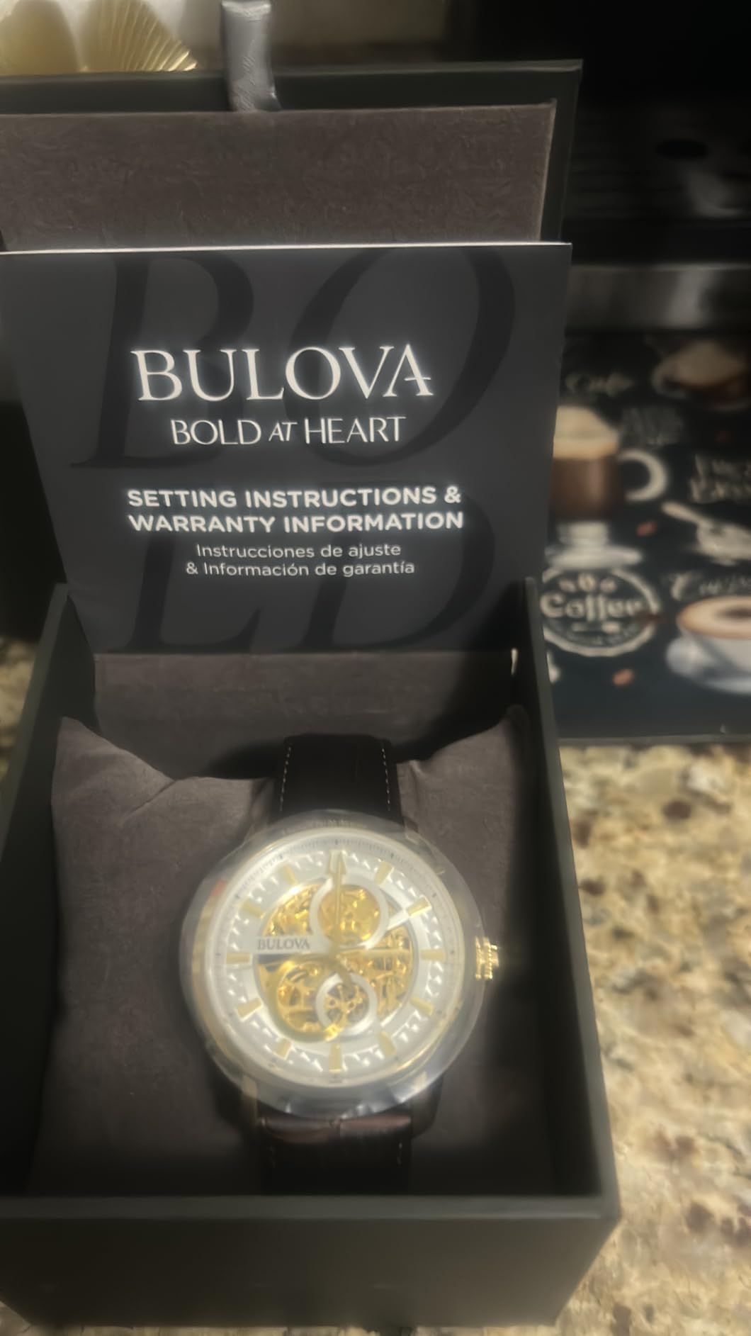 Bulova Men's Classic Sutton Automatic Skeleton Dial Brown Leather Strap Watch | 43mm | 97A138 customer photo 1