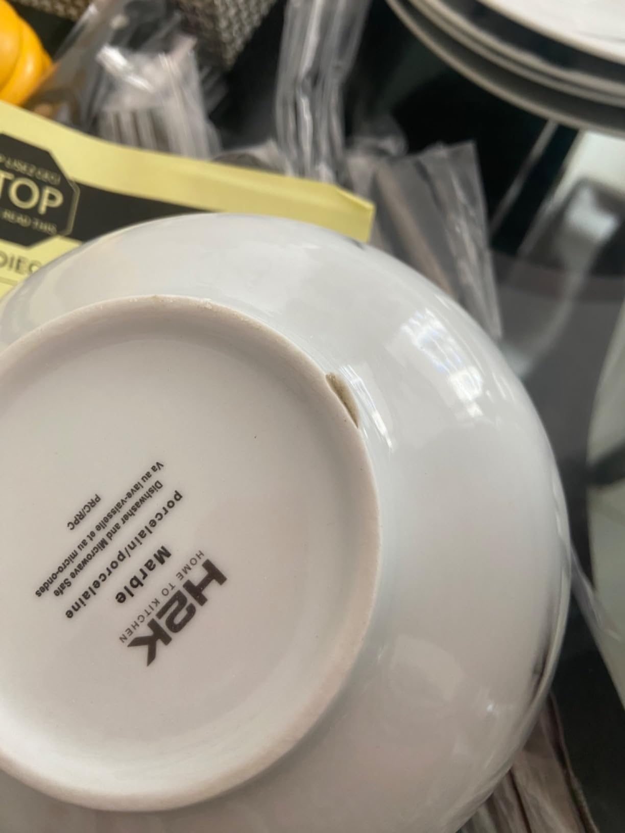 Safdie & Co. 16-Piece Marble Dinnerware Set, Porcelain, White customer photo 1