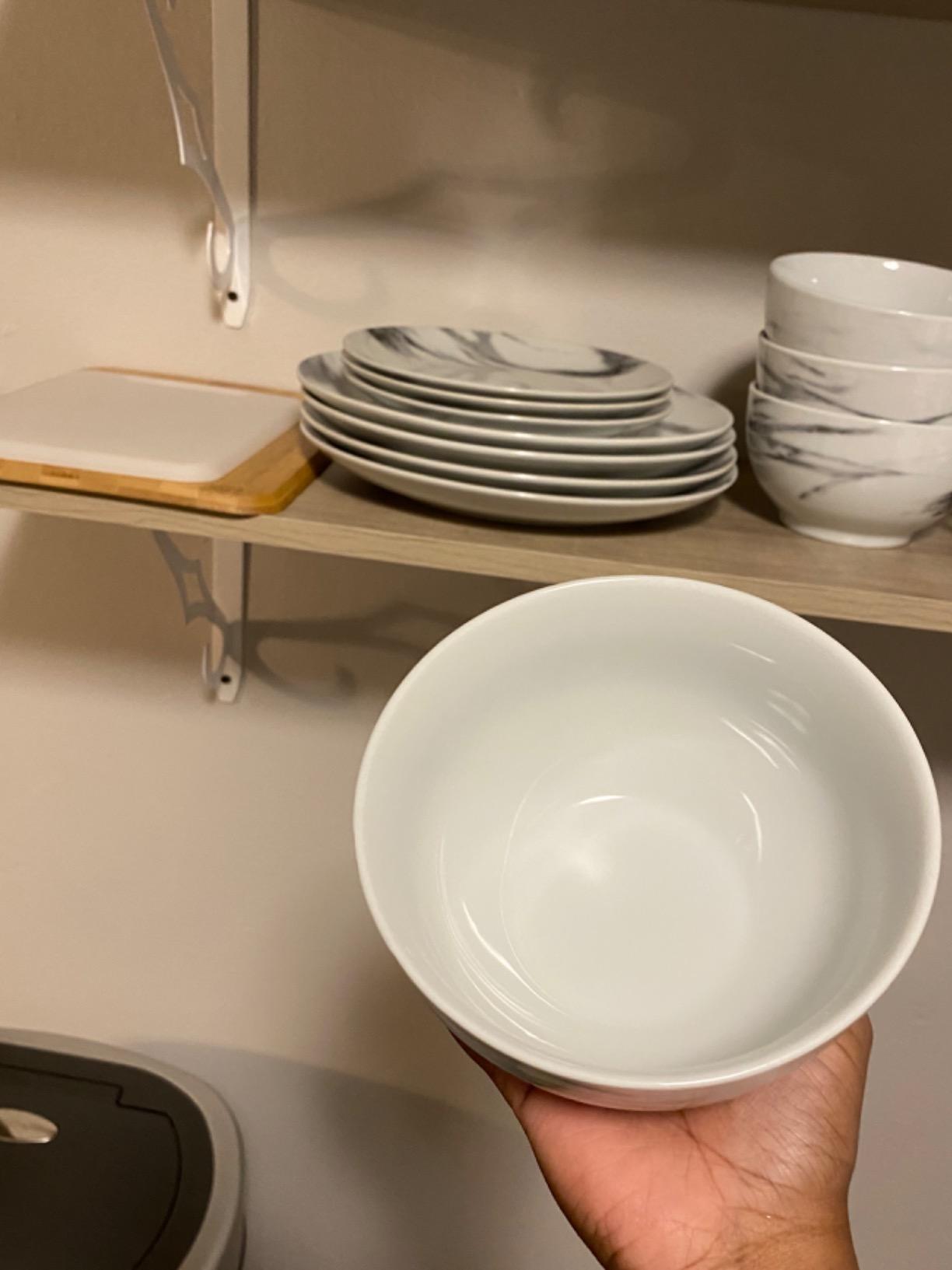 Safdie & Co. 16-Piece Marble Dinnerware Set, Porcelain, White customer photo 2