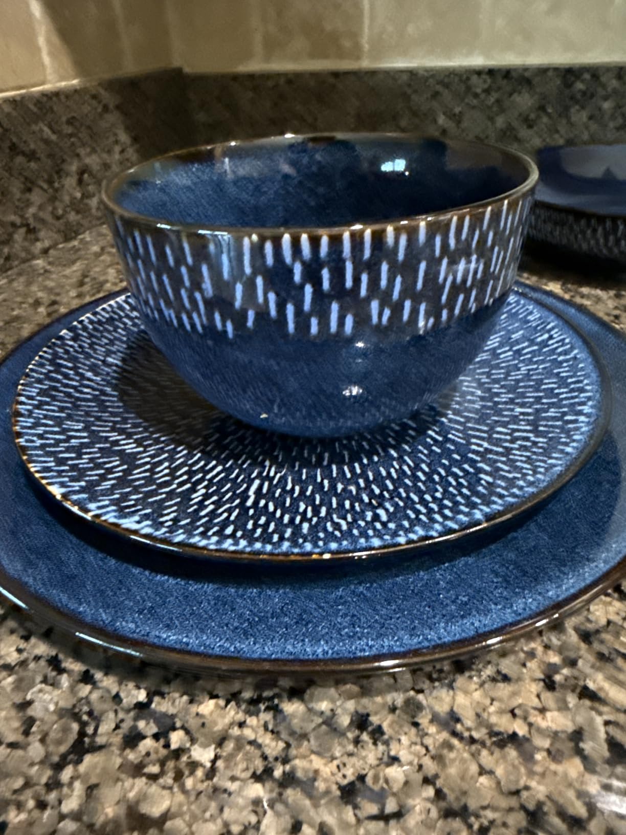 Gibson Elite Embossed Bone China 16-Piece Double Bowl Dinnerware Set, Service for 4 – White Elegant Plates and Bowls customer photo 2