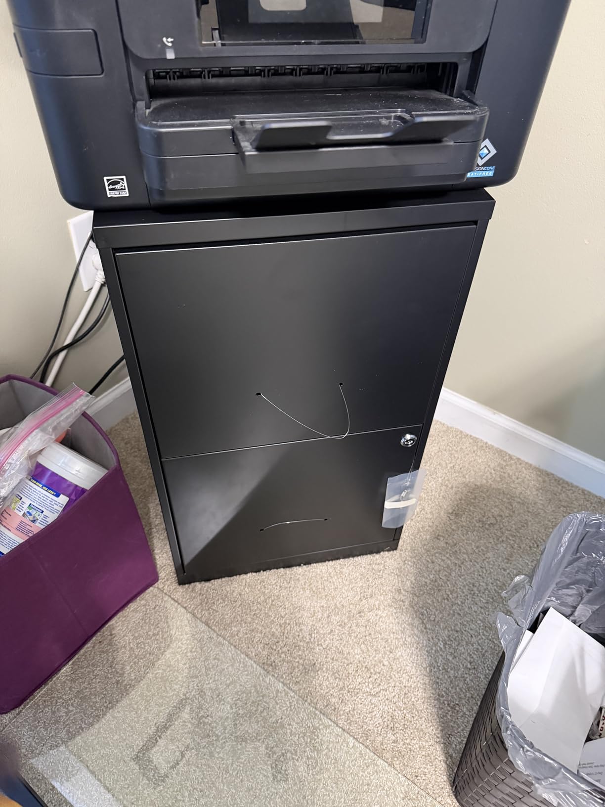 Staples 2-Drawer Vertical File Cabinet, Letter Size, Lockable, Black customer photo 2