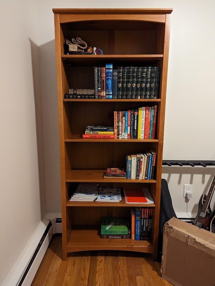 Camaflexi Shaker Style 4 Shelf Bookcase / Solid Wood / 48 inch High / Adjustable Shelving / Closed Back / Display Bookshelf for Living Room, Bedroom, Home and Office, White customer photo 2