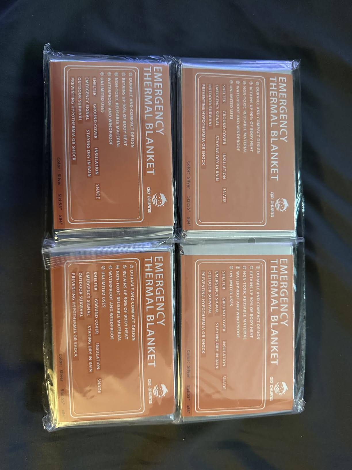 QIO CHUANG Emergency Mylar Thermal Blankets 4 Packs Survival Kit 84''x55'' customer photo 2
