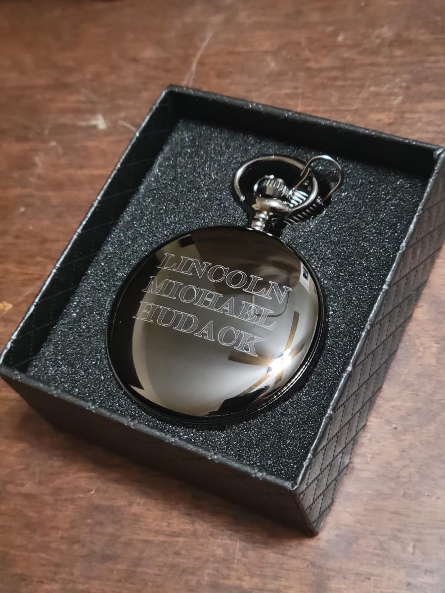 LYMFHCH Smooth Vintage Pocket Watch with Chain Arabic Numerals Scale customer photo 2