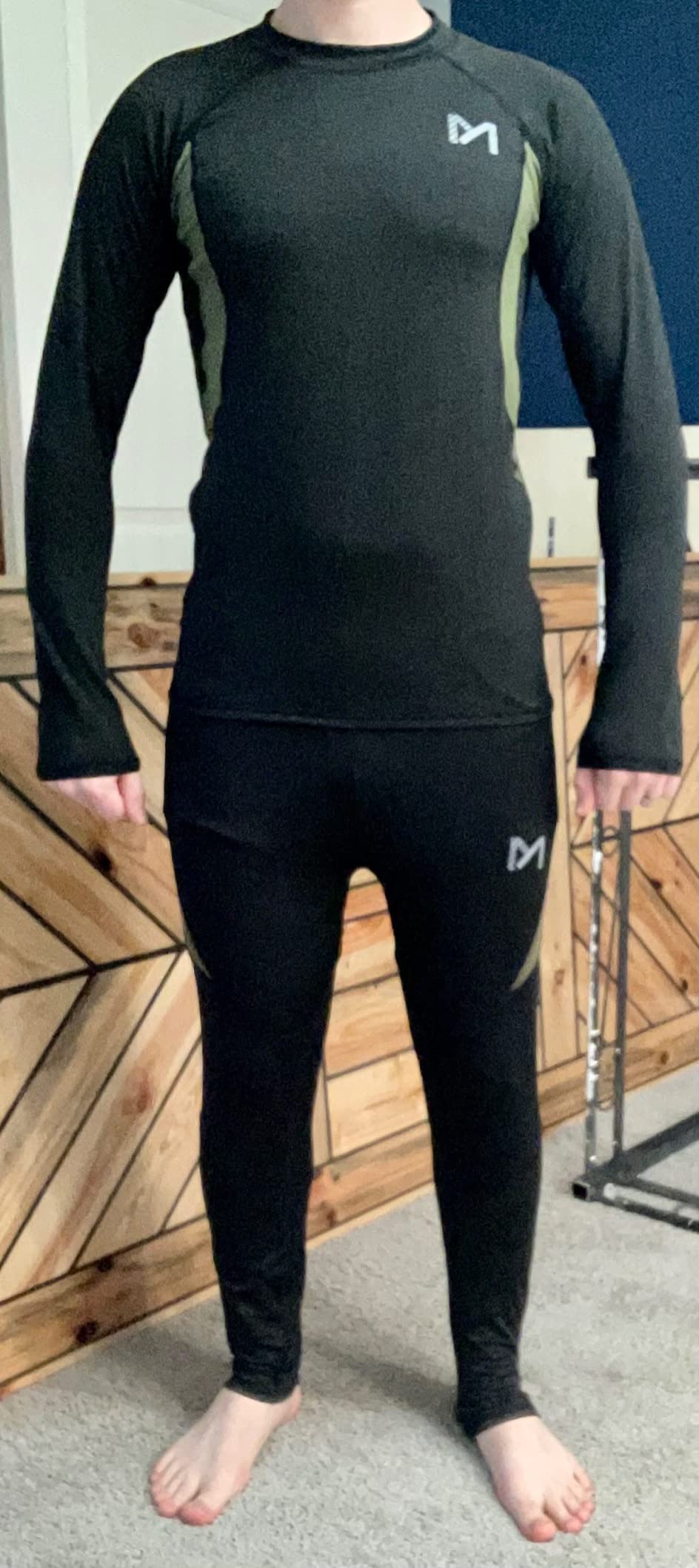 MEETYOO Thermal Underwear for Men, Winter Gear Long Johns Base Layer Top and Bottom Set for Skiing Running customer photo 1