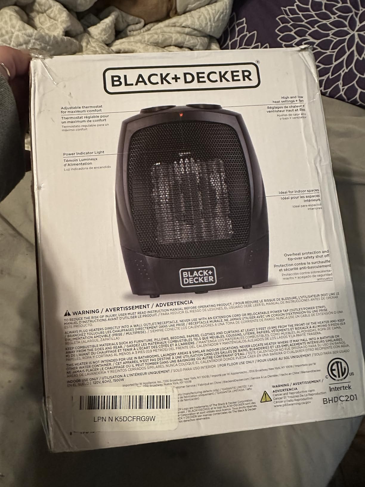BLACK+DECKER Personal Ceramic Heater, 1500 Watts, BHDC201, Black customer photo 1