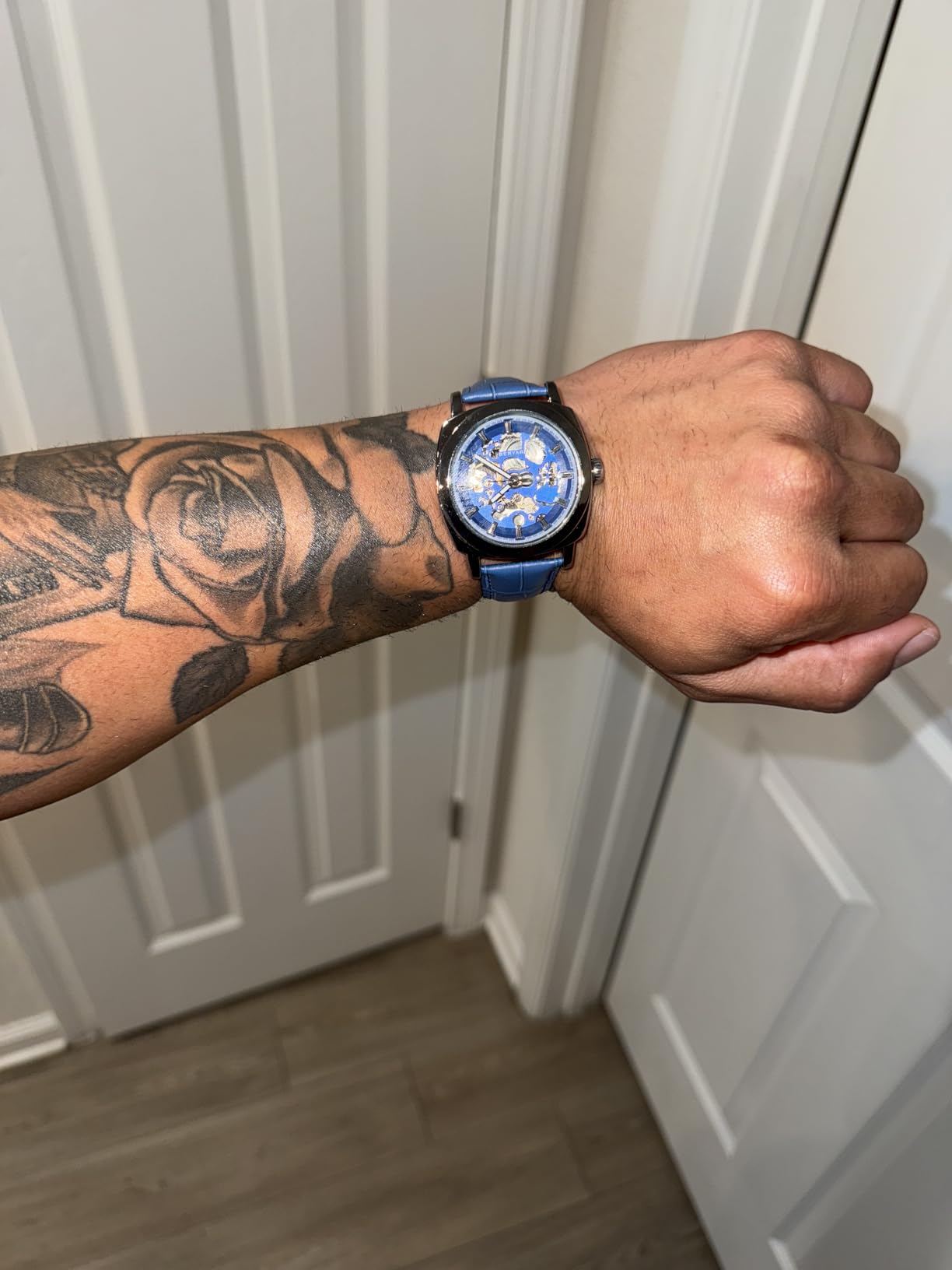 BENYAR Men's Mechanical Automatic Watch | Leather Strap | Gold Movement | 45mm Skeleton Dial | Water Resistant and Scratch Resistant Stylish Gift customer photo 1