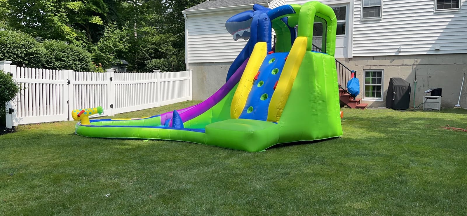 ACTION AIR Inflatable Water Slide, Shark Bounce House with Slide for Wet and Dry, Playground Sets for Kids Backyard, Water Spray & Water Pool, Durable Sewn with Extra Thick Material customer photo 2