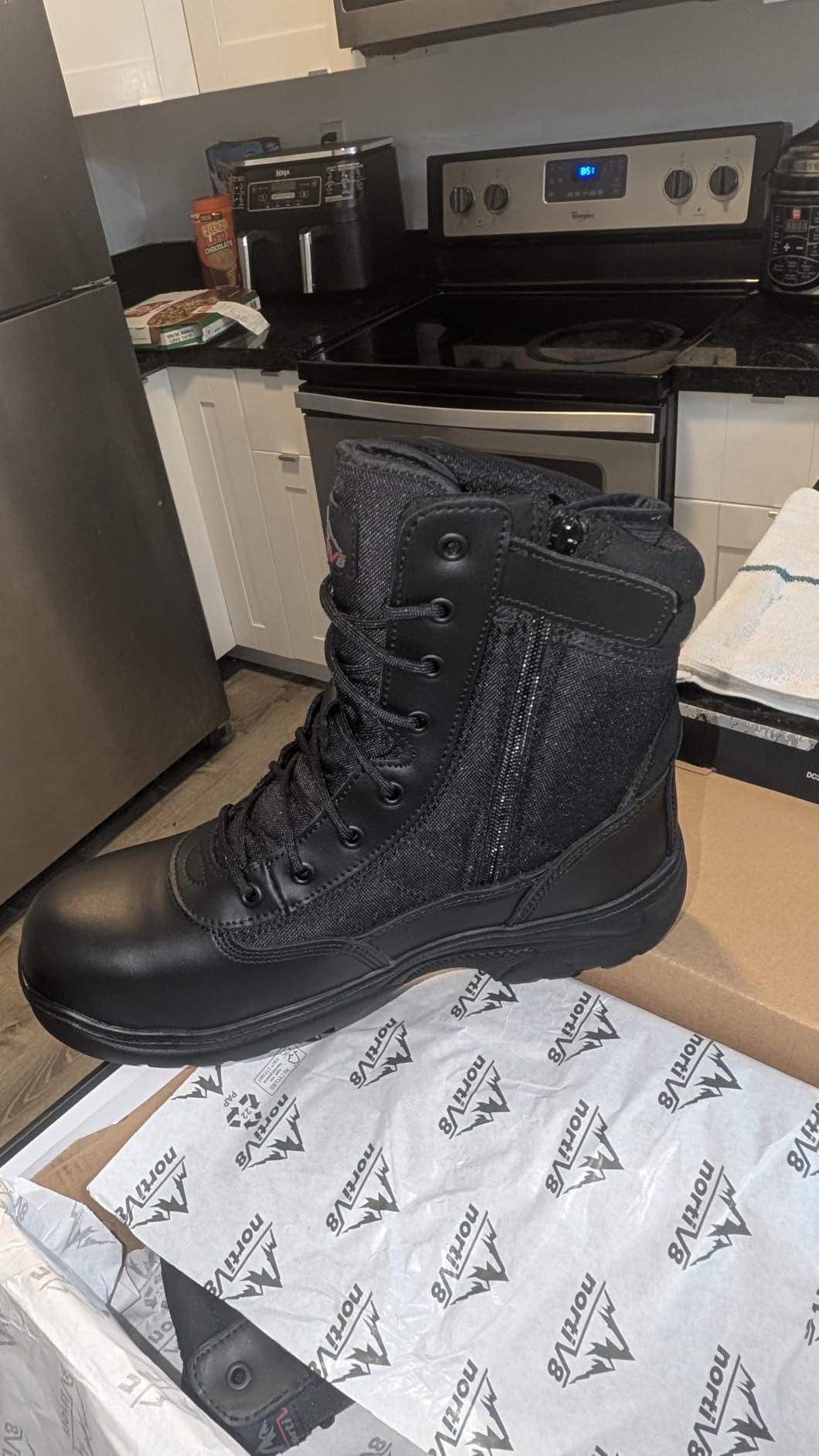 NORTIV 8 Men's Steel Toe Work Boots Side Zipper customer photo 2