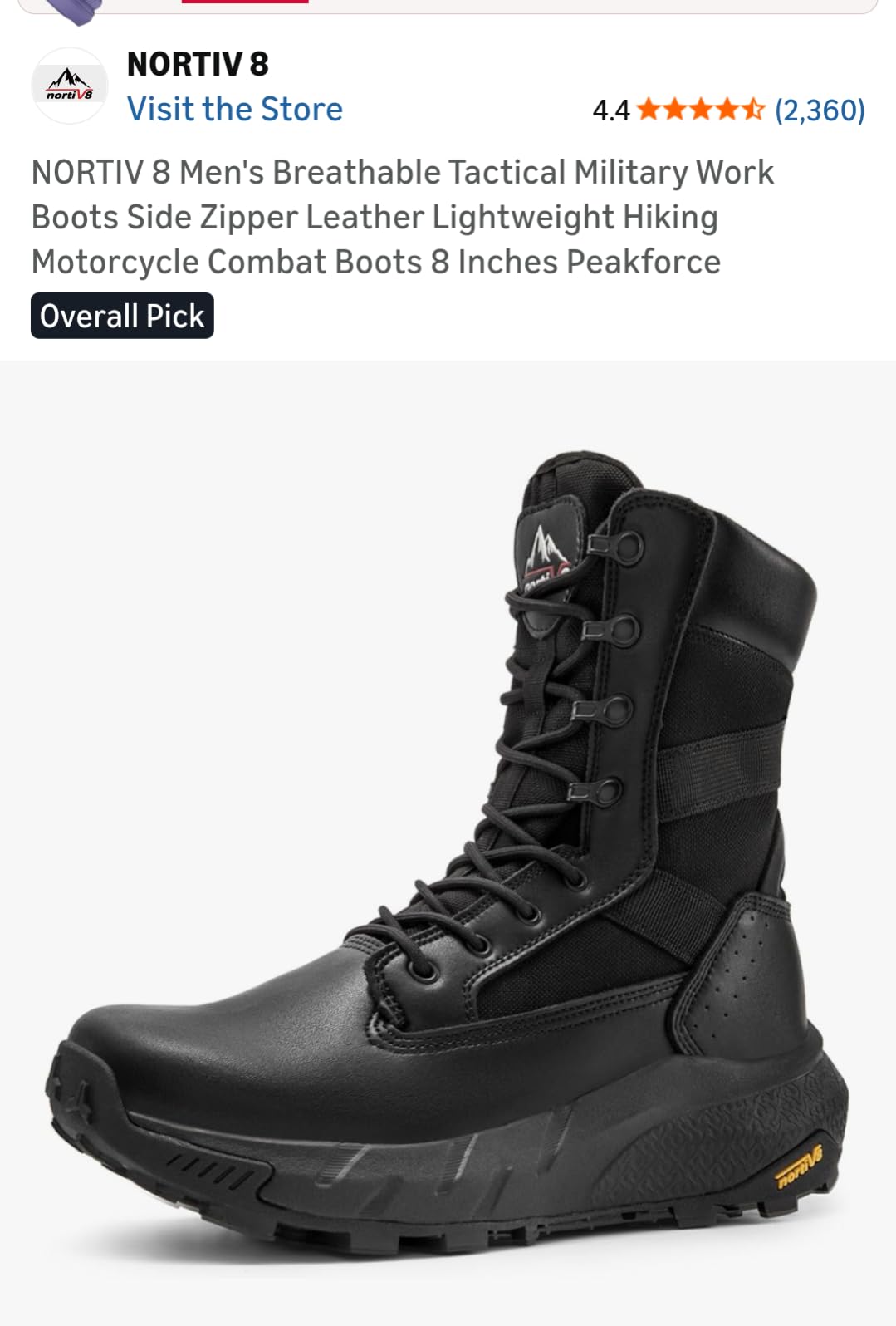 NORTIV 8 Men's Military Tactical Work Boots Hiking Side Zip customer photo 1