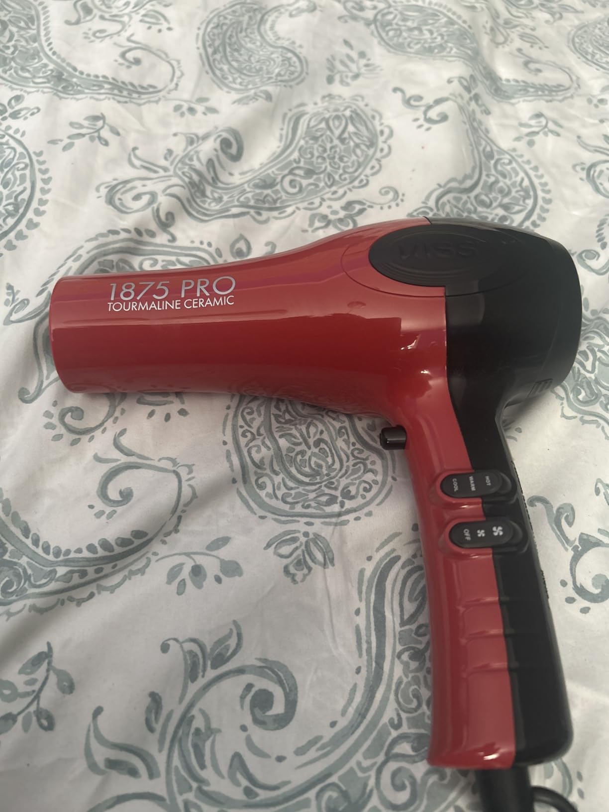 Kiss 1875 Watt Pro Tourmaline Ceramic Hair Dryer, Styling Edition, 3 Heat Settings, 2 Speed Settings, Cool Shot Button, 7 Blow Dryer Accessories Included, 2-Year Warranty - Red customer photo 2