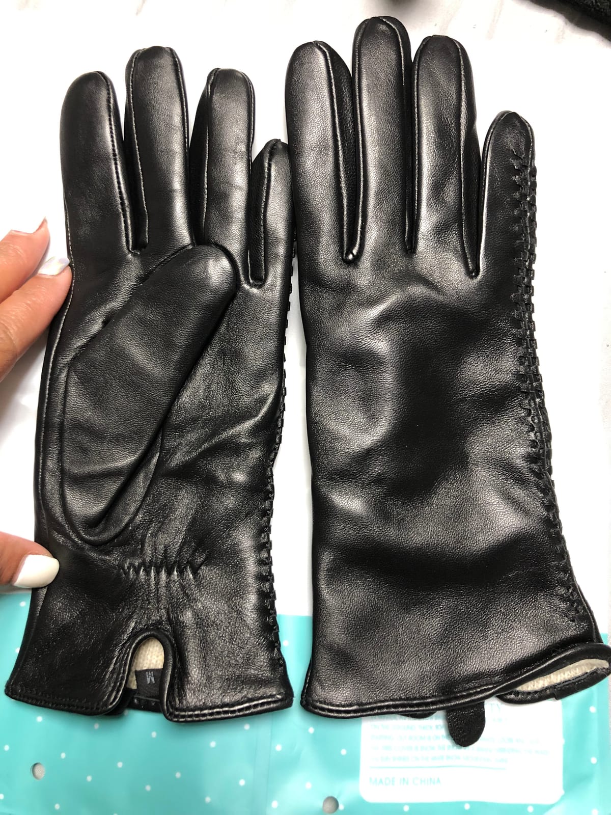 Winter Leather Gloves Women, Warm Wool Lined Finger Touchscreen Texting customer photo 2