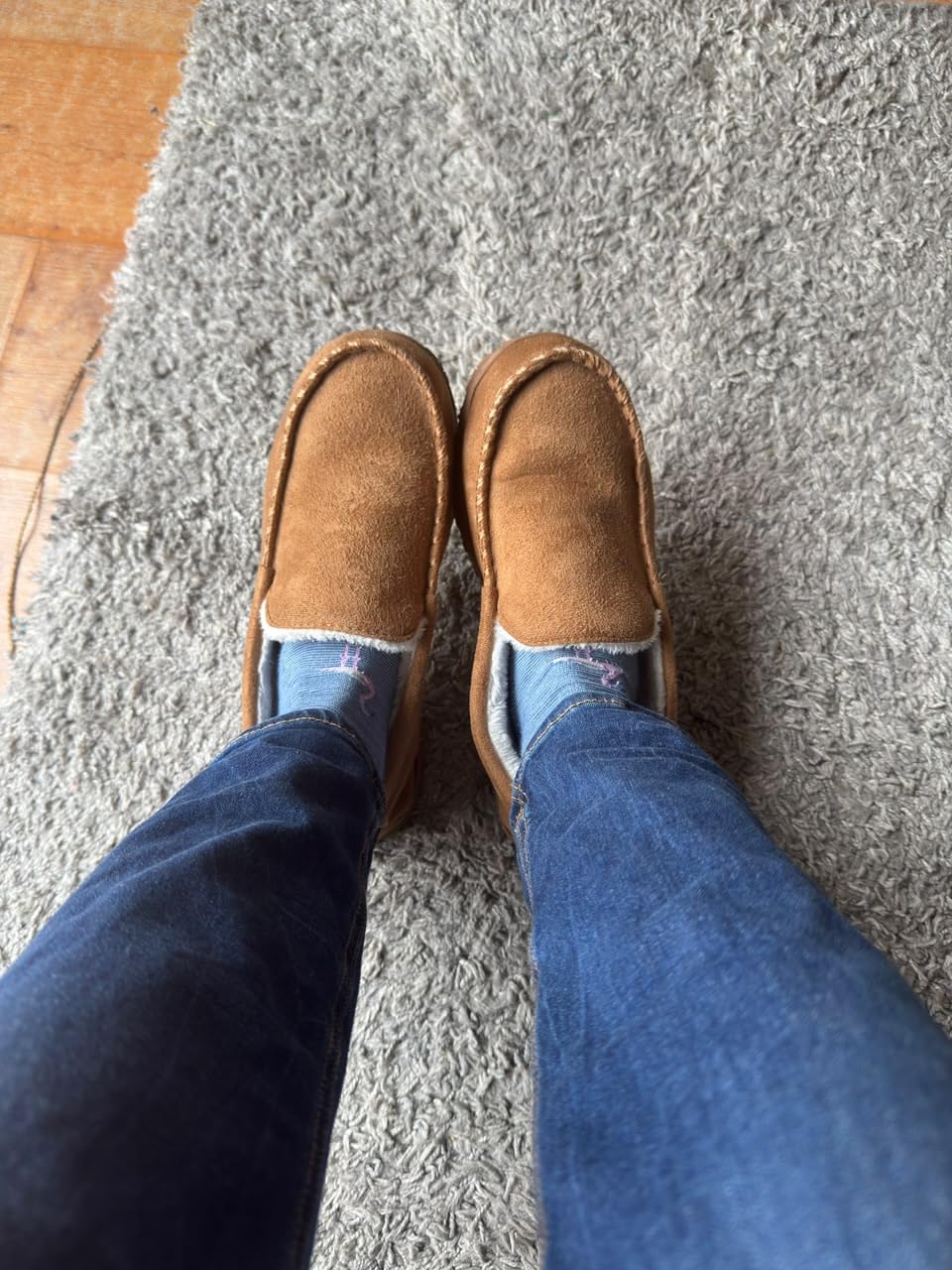 shoeslocker Men's Slippers Indoor Outdoor Warm Soft Plush Memory Foam House Slippers for Men Comfortable Bedroom Moccasin Slipper Non-Slip customer photo 1