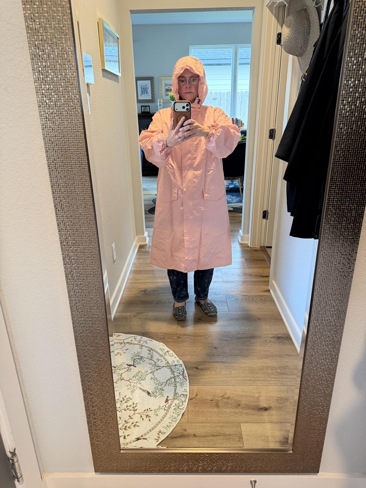SaphiRose Women's Lightweight Packable Waterproof Long Rain Jacket customer photo 2