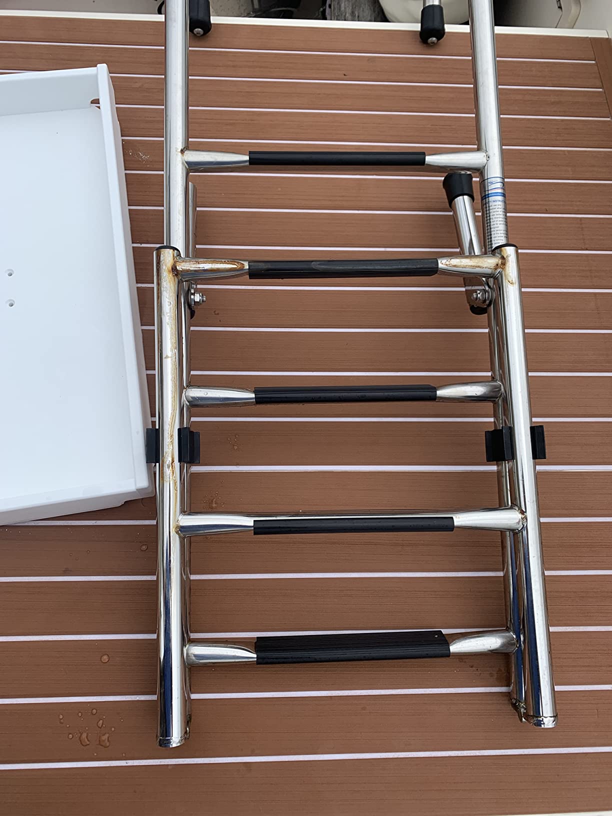 White Water - B00367 5-Step Gunwale-Mounted Removable Ladder | Marine 304 Stainless Steel Heavy-Duty Boarding Ladder | Corrosion-Resistant w/Deck Mount Brackets | Non-Slip Steps for Boats & Yachts customer photo 2