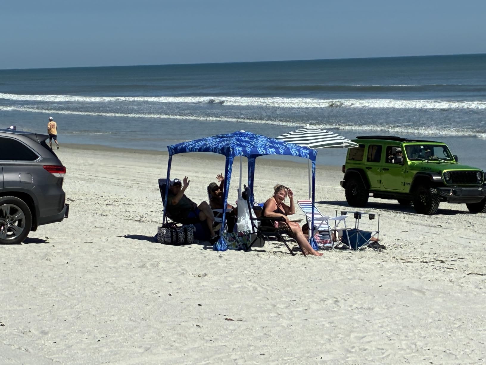 AMMSUN Beach Cabana, 6.5'×6.5' Beach Canopy, Easy Set up and Take Down, Cabana Tent with Sand Pockets, Instant Sun Shade with Side Wall, Coral Tropical customer photo 1