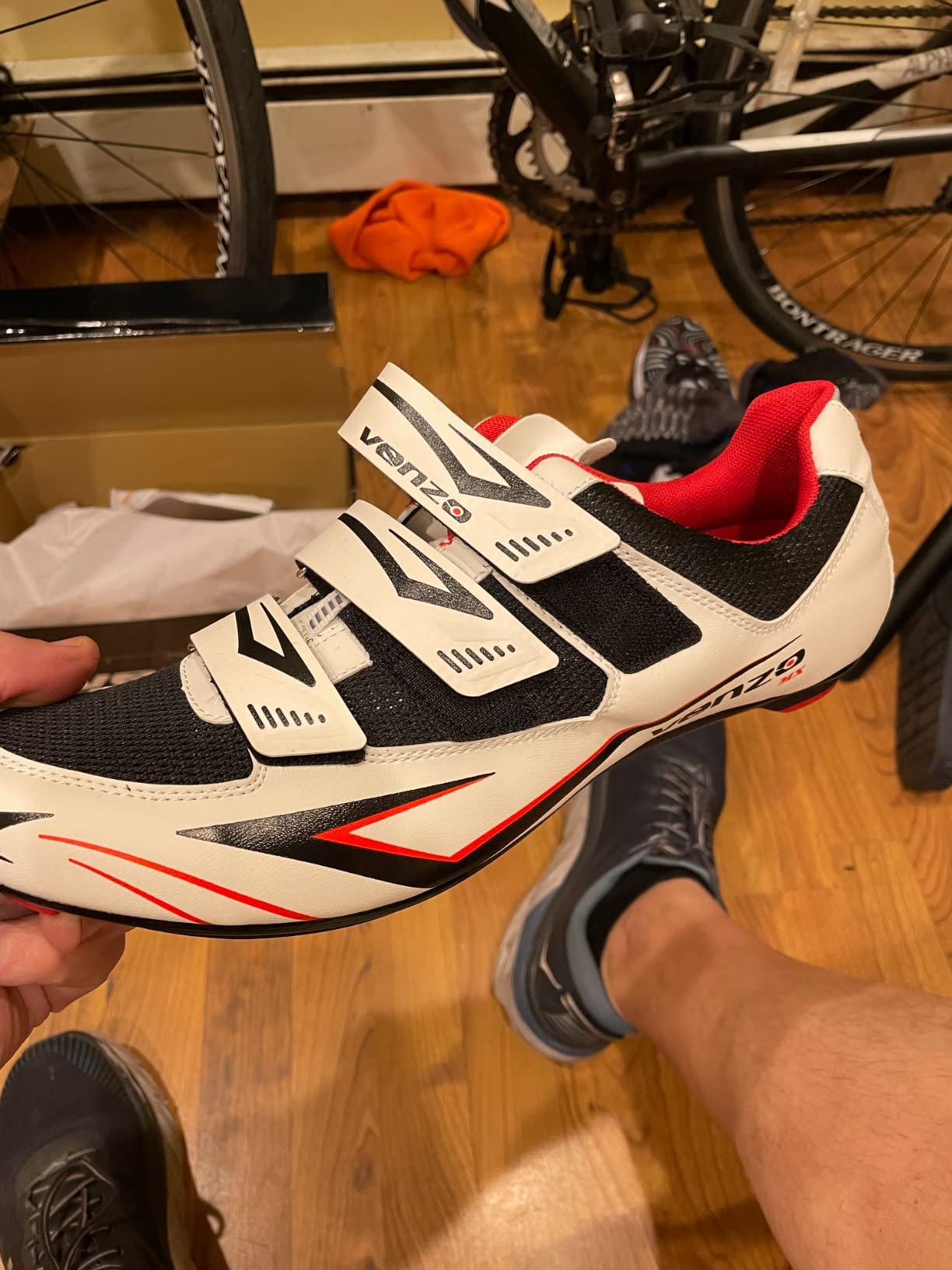Venzo Bicycle Men's Road Cycling Riding Shoes - 3 Straps - Compatible with Look Delta & for Shimano SPD-SL - Perfect for Road Racing Bikes customer photo 1