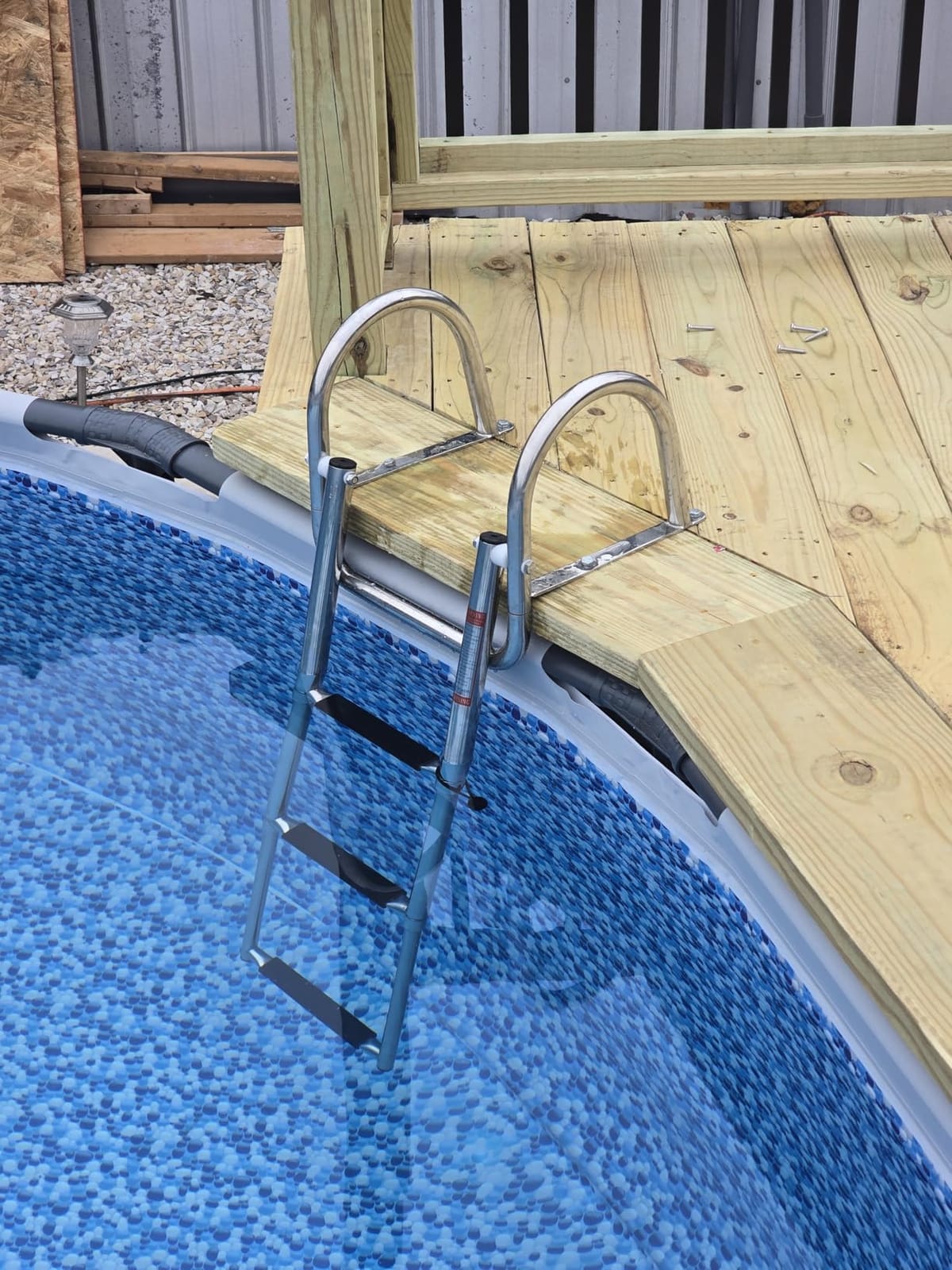 3 Steps Pontoon Boat Ladder, Stainless Steel Folding Telescoping Rear Entry Inboard Ladder Heavy Duty Custom Swim Deck Ladder with Pedal Hand Railing Ladder customer photo 2