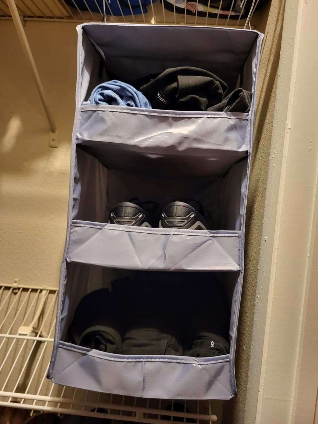 GRANNY SAYS 3-Shelf Hanging Closet Organizer, Foldable Storage, Gray customer photo 1