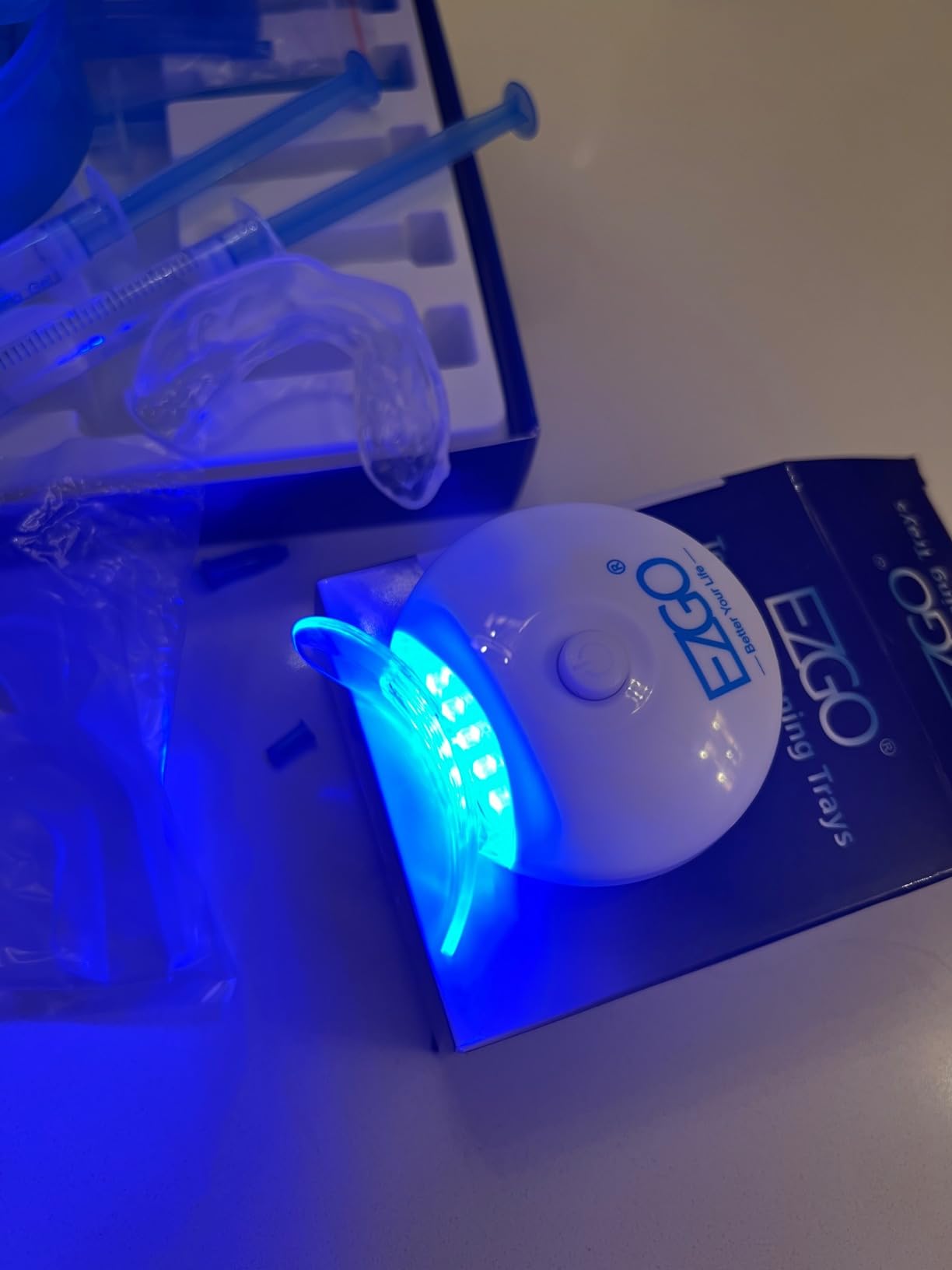 EZGO Teeth Whitening Trays, BPA Free Moldable Mouth Trays, Custom Fit, Comfortable, Trimmable Mouth Guard, Used on Teeth Grinding, Teeth Whitening, and Sports Campaign (3 Trays) customer photo 2