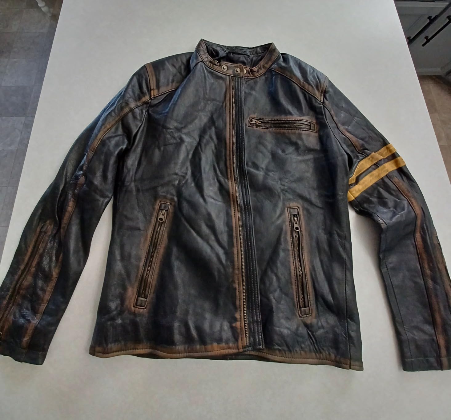 Mens Vintage Cafe Racer Motorcycle Distressed Biker Leather Jacket customer photo 1